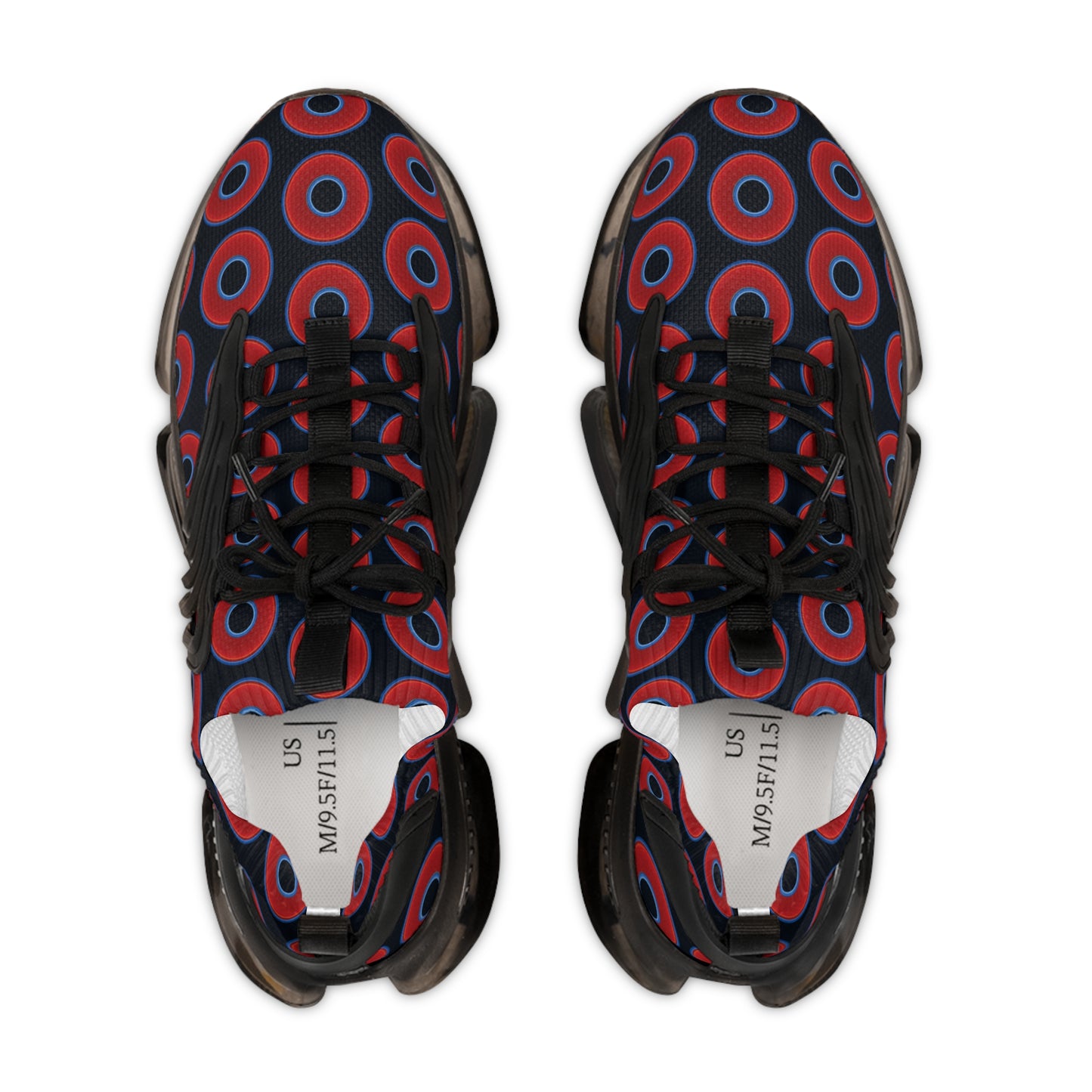 Donut Kicks - red vivid donut print w/blue charcoal background