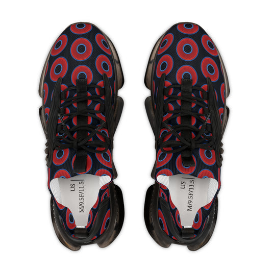 Donut Kicks - red vivid donut print w/blue charcoal background