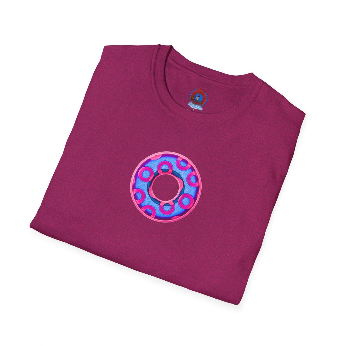 Plain Donuts/Unisex Soft-Style - "Plain Rustic Paradoxical Donuts" - light blue/magenta donuts