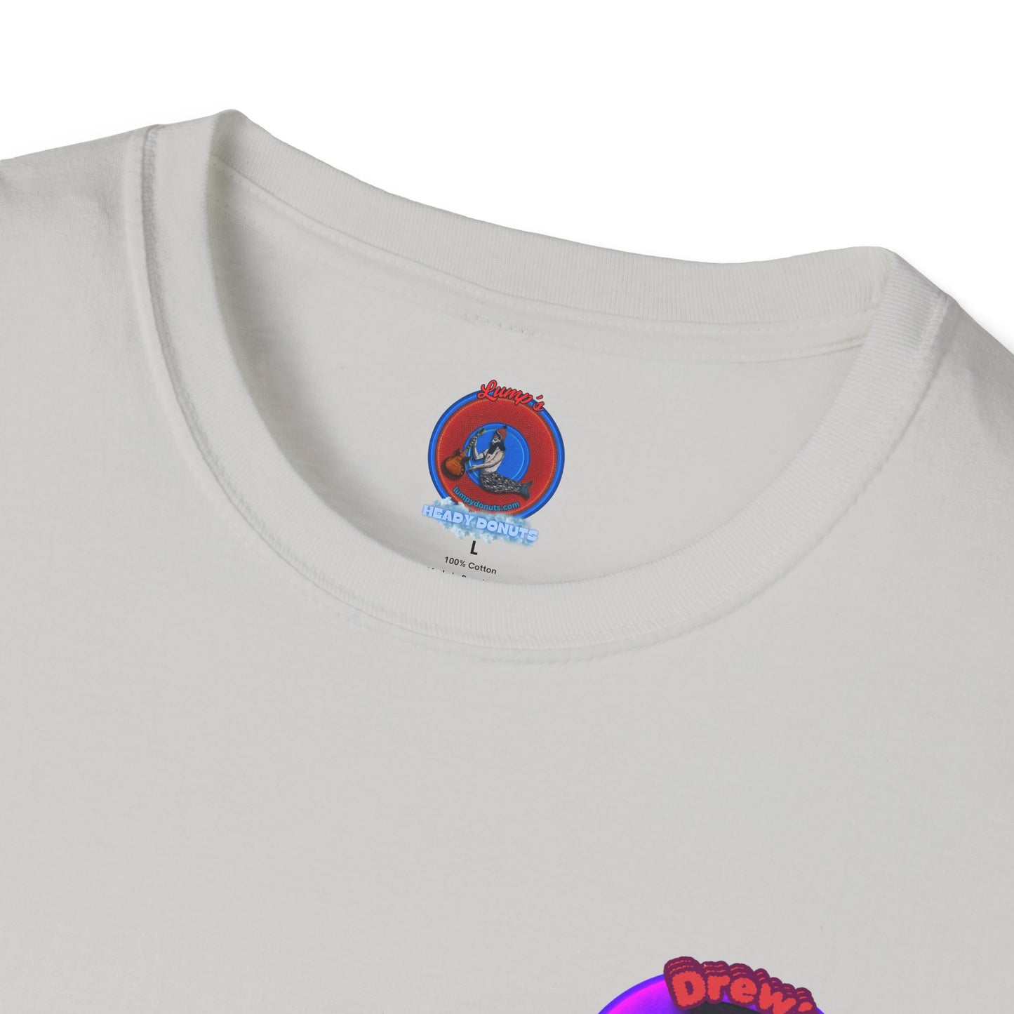 Classic Donut Tee - Unisex Soft-Style - "Drew's Donuts" - series 1.0 - purple donut