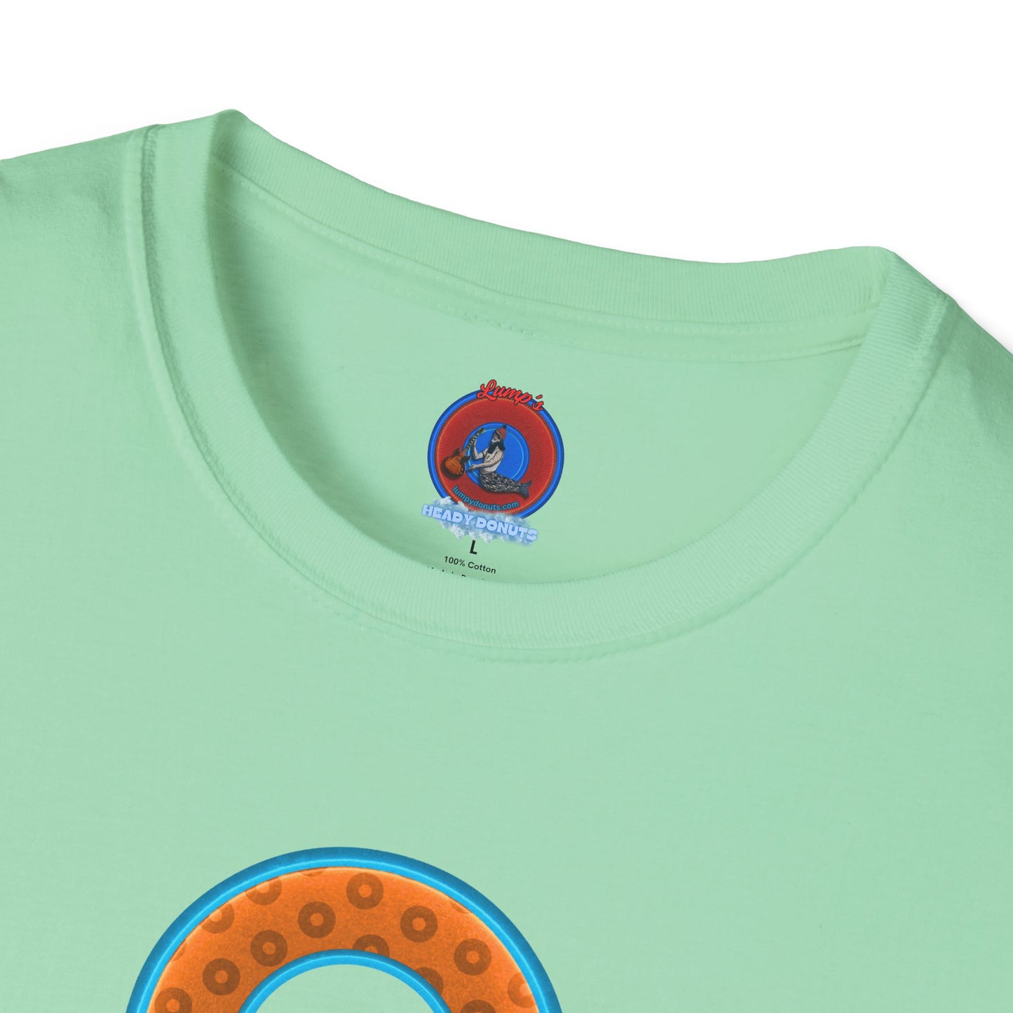 Plain Donuts/Unisex Soft-Style - "Plain Wide Mouthed Paradoxical Donuts" - orange/aquamarine blue donuts