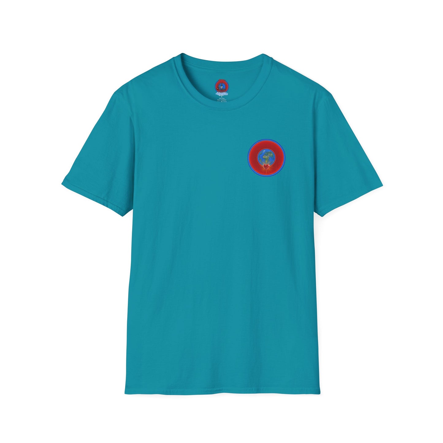 Classic Donut Tee - Unisex Soft-Style - "Soul Donut - We Keep on Rollin' Dough" - vivid red planetary donut - variant 2 [*charitable print - 50% of profit to The Nature Conservatory]
