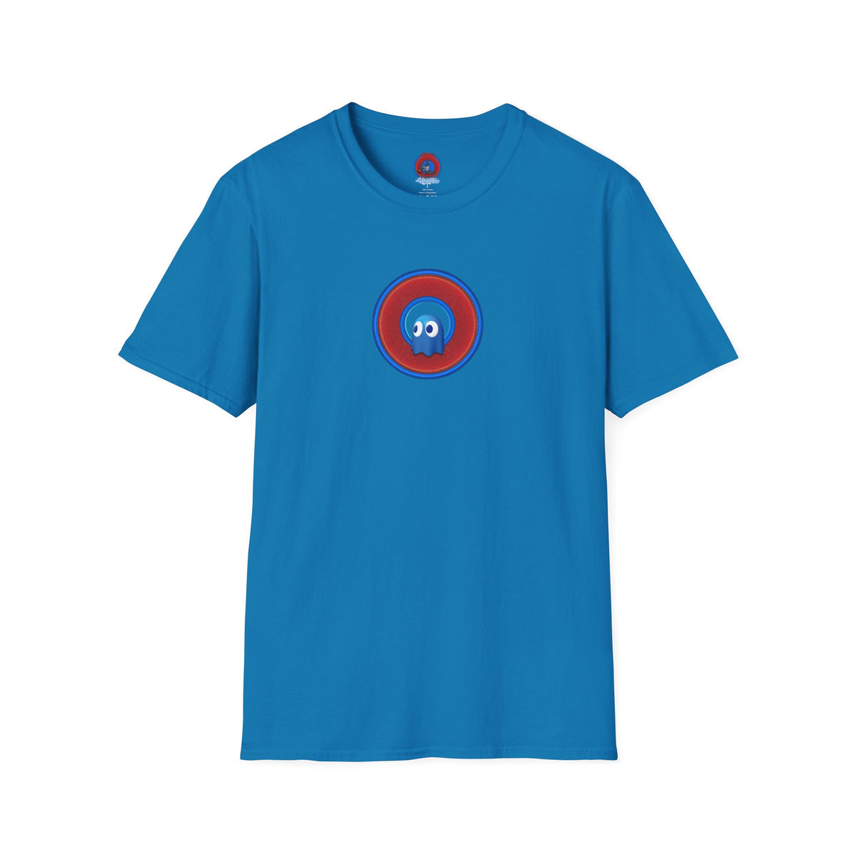 Classic Donut Tee - Unisex Soft-Style - "The Story of the Donut - a Ghostly Good Time" - red/blue rustic donut - variant 1