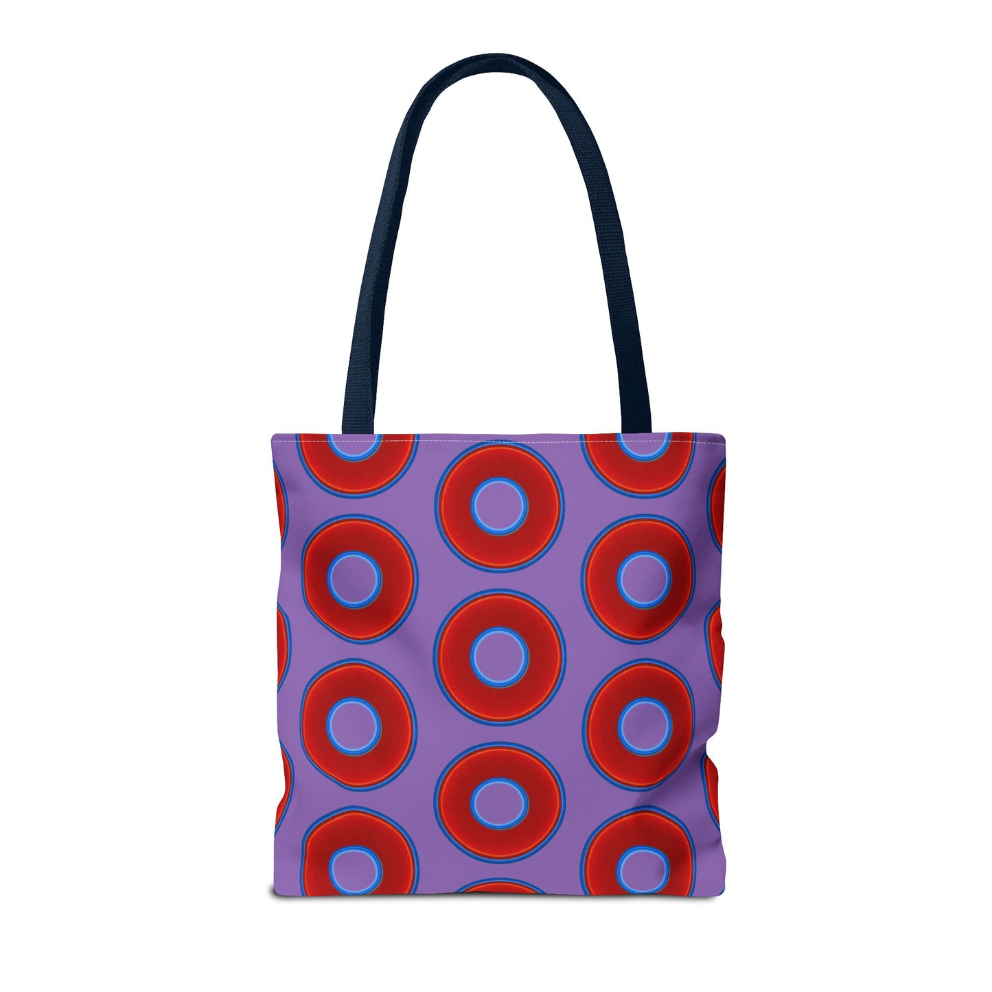 Lumpy Beach/Tote Bag - red vivid donuts w/light purple background
