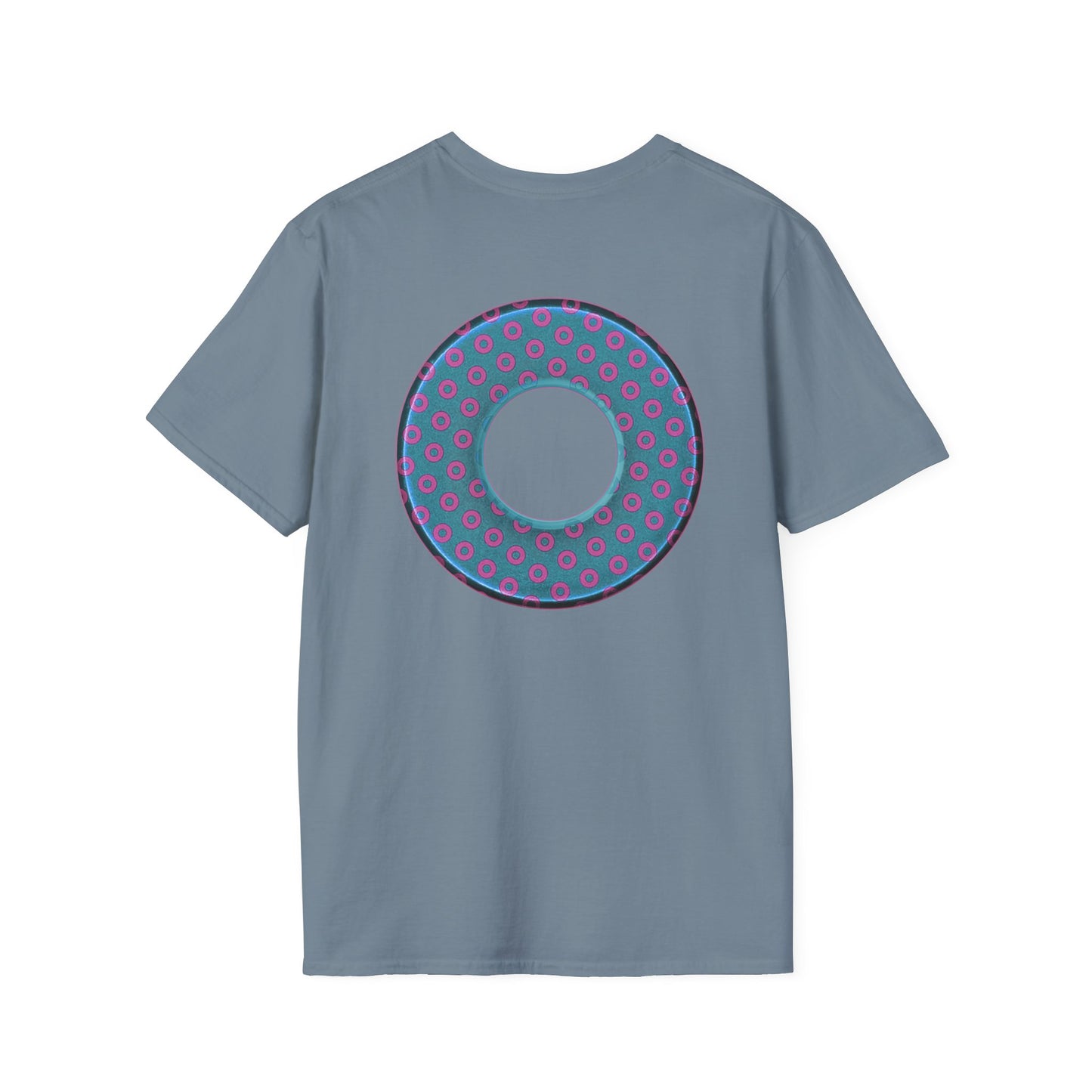 Plain Donuts/Unisex Soft-Style - "Plain Electric Paradoxical Donuts" - light blue/magenta donuts