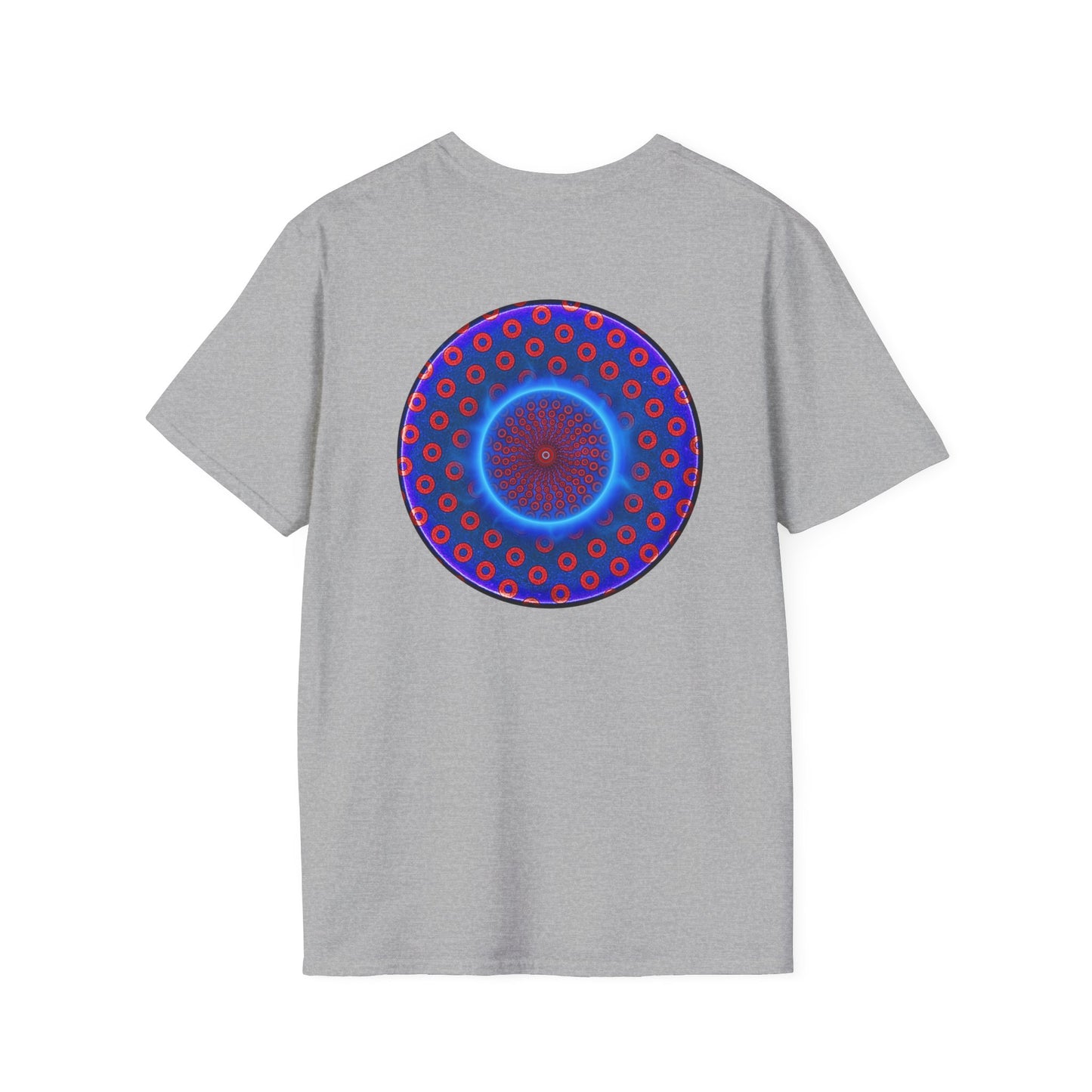 Classic Donut Tee - Unisex Soft-Style - "Donut Vortex" - blue/red electric paradox donut
