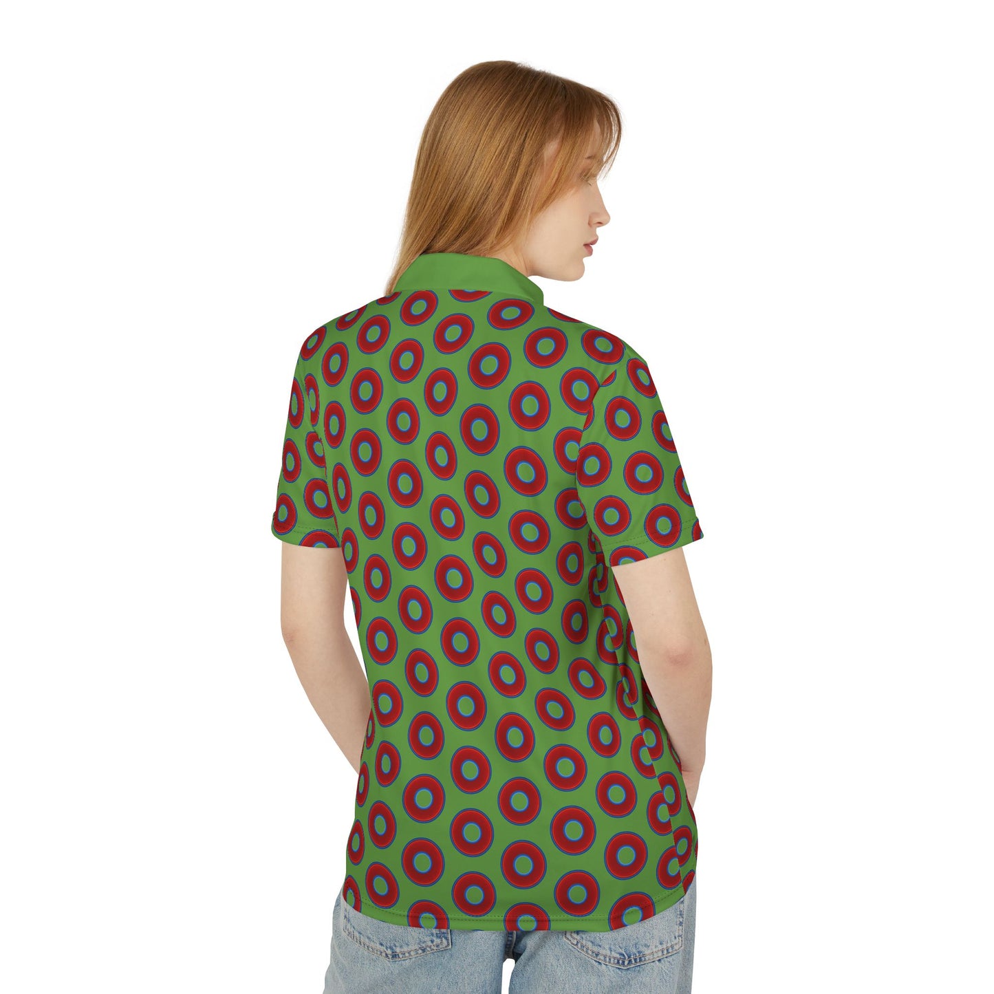AOP Donut Polo - vivid donut print w/light green background [unisex]