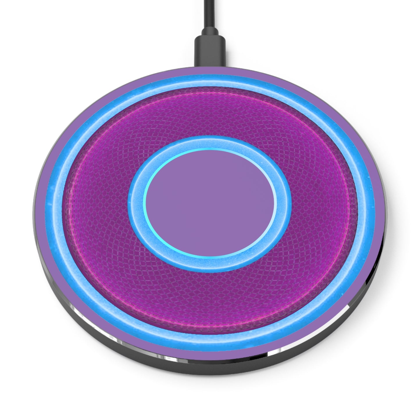 The Flow - Wireless Lumpy Donut Chargers - rustic purple/light blue donut w/light purple background