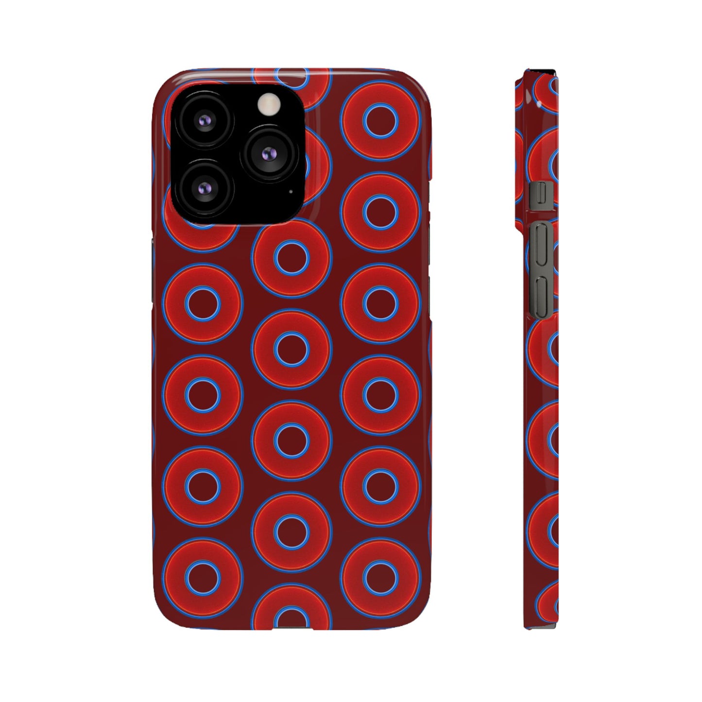 Lumpy Donut Snap Case - red vivid donut print w/dark red background