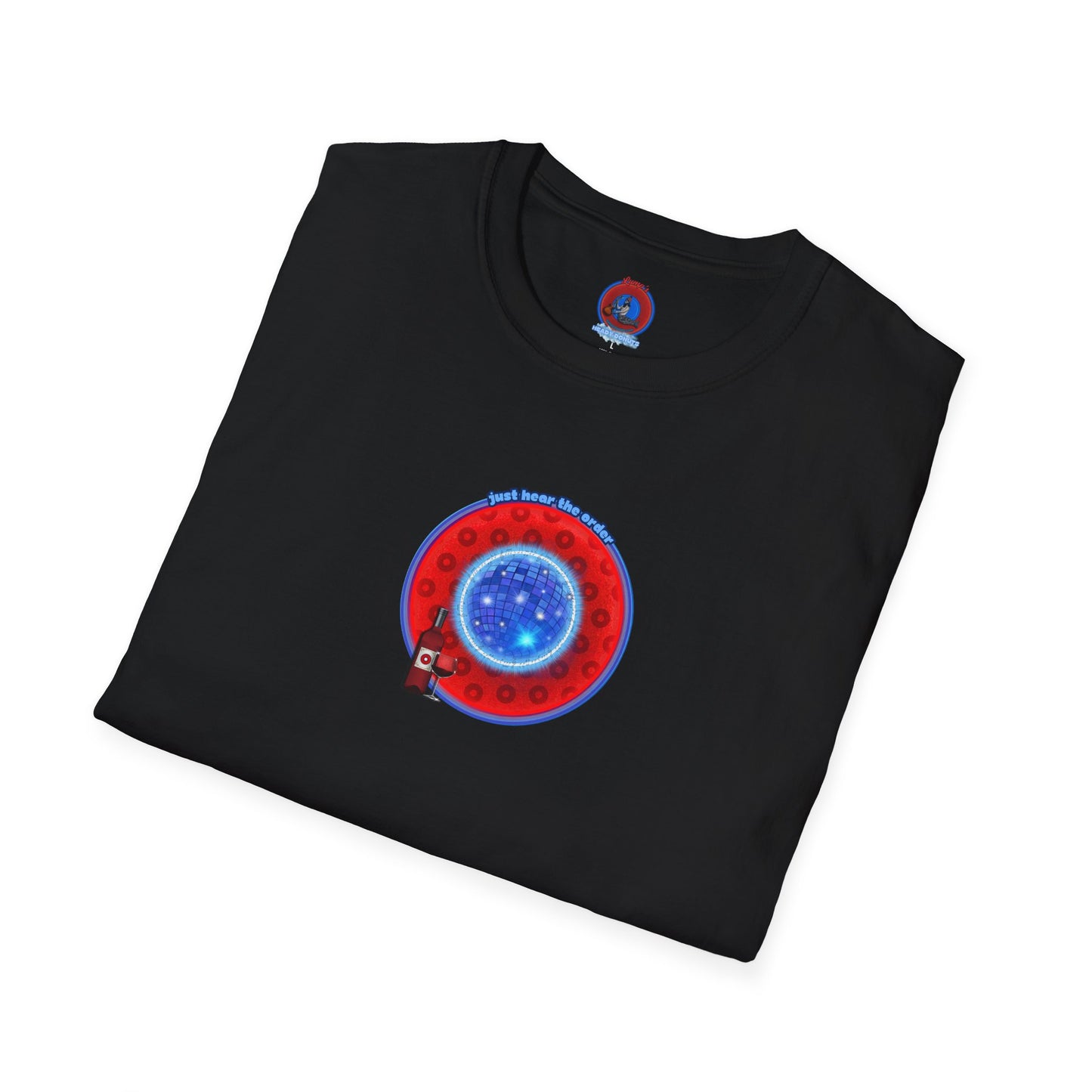 Classic Donut Tee - Unisex Soft-Style - "The Skipper's Donut" - red/blue paradoxical widemouthed donut - variant 1