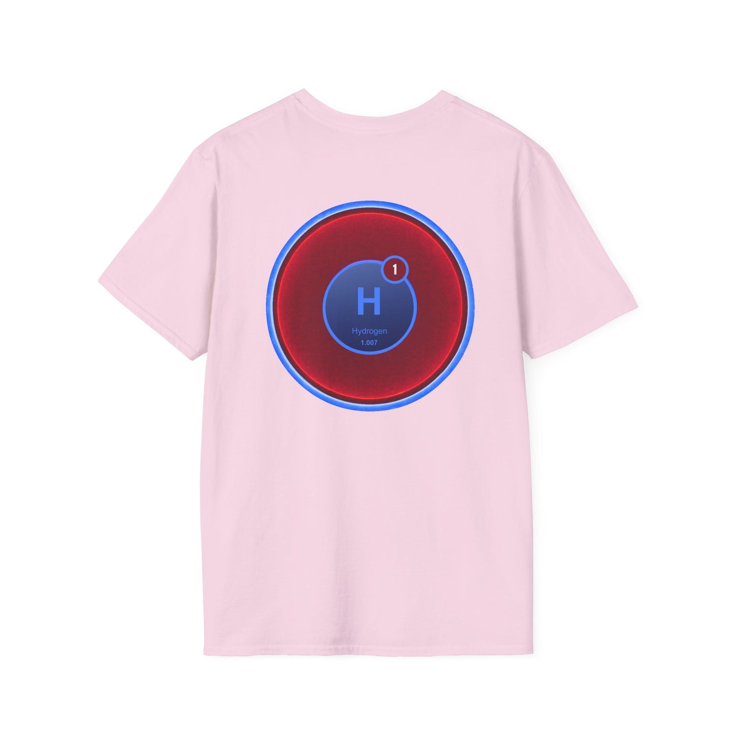 Classic Donut Tee - Unisex Soft-Style - "I am 10% Hydrogen Tee" - vivid red/light blue donut