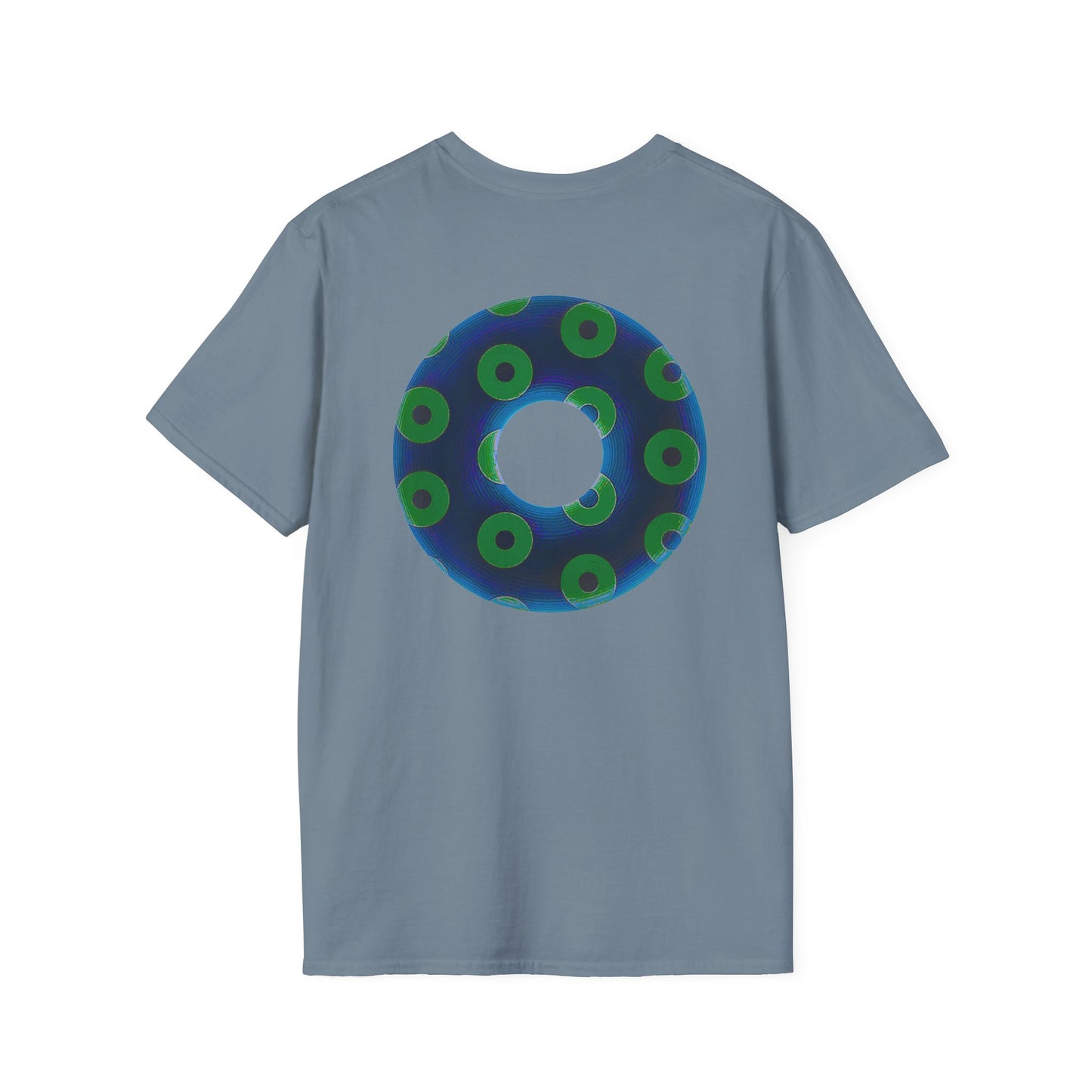 Plain Donuts/Unisex Soft-Style - "Plain Blimpy Paradoxical Donuts" - dark blue/lime green donuts