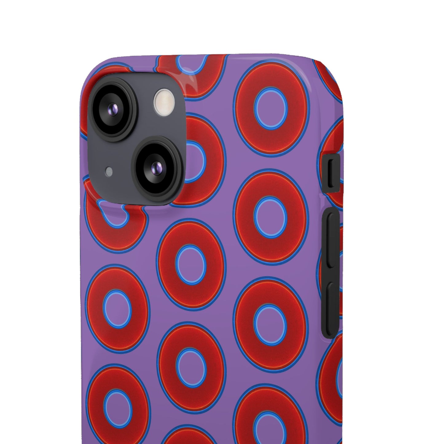 Lumpy Donut Snap Case - red vivid donut print w/light purple background