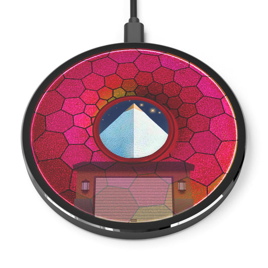 The Flow - Wireless Lumpy Donut Chargers - "Wireless Limestone Donut Chargers so Large" - magenta hexadonut w/black background - variant 2