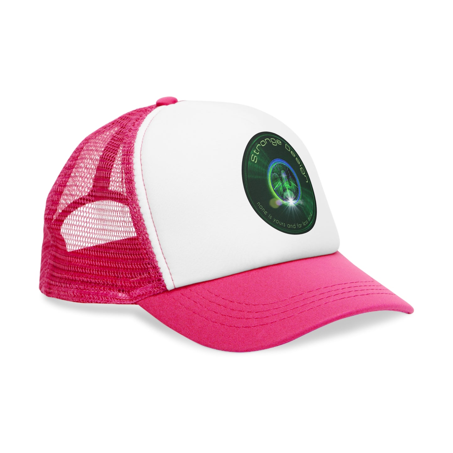 Lumpy Trucker Hat - "Strangely Designed Hat" - green donut