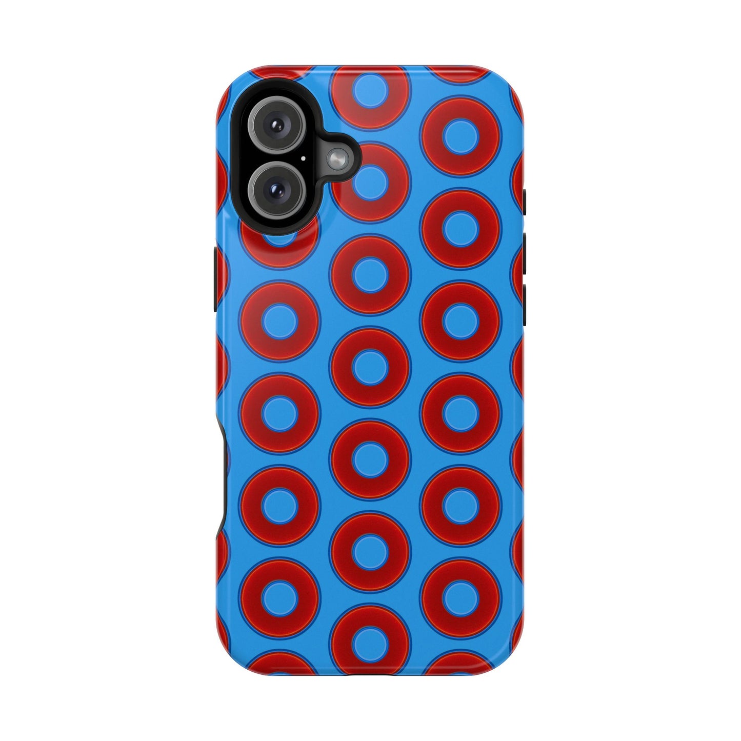 Impact-Resistant Lumpy Donut Case - red vivid donut print w/sky royal blue background