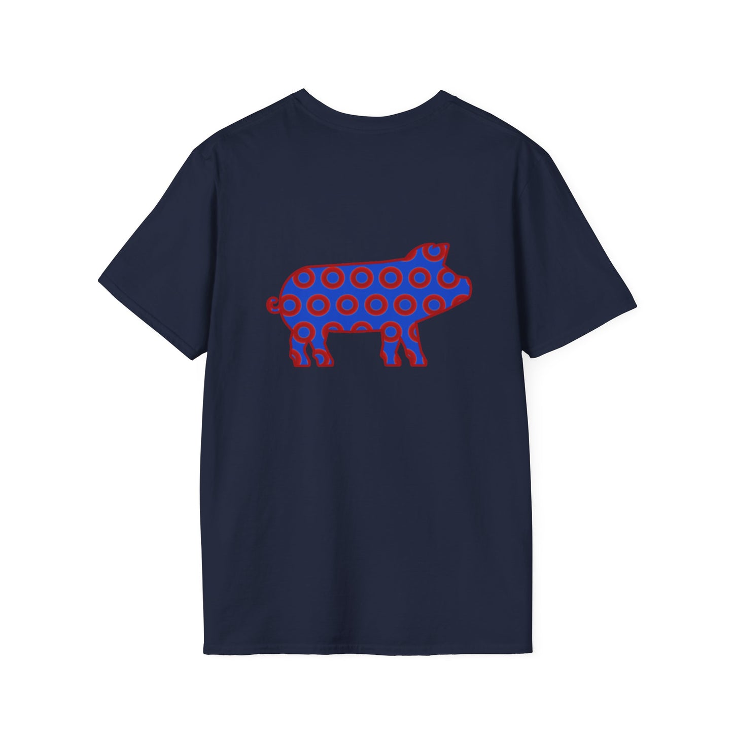 Classic Donut Tee - Unisex Soft-Style - "Guyute's Ugly Donut" - vivid red/blue donut pattern - variant 3