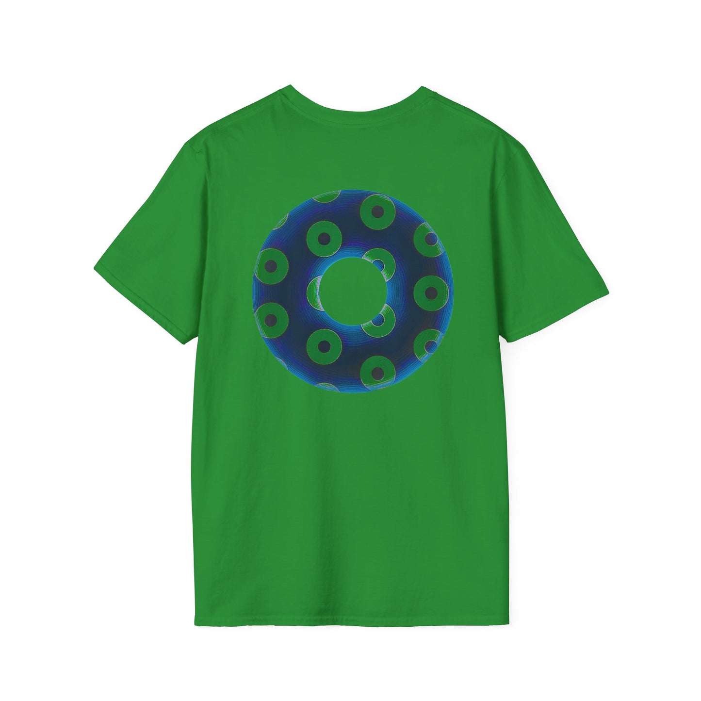 Plain Donuts/Unisex Soft-Style - "Plain Blimpy Paradoxical Donuts" - dark blue/lime green donuts