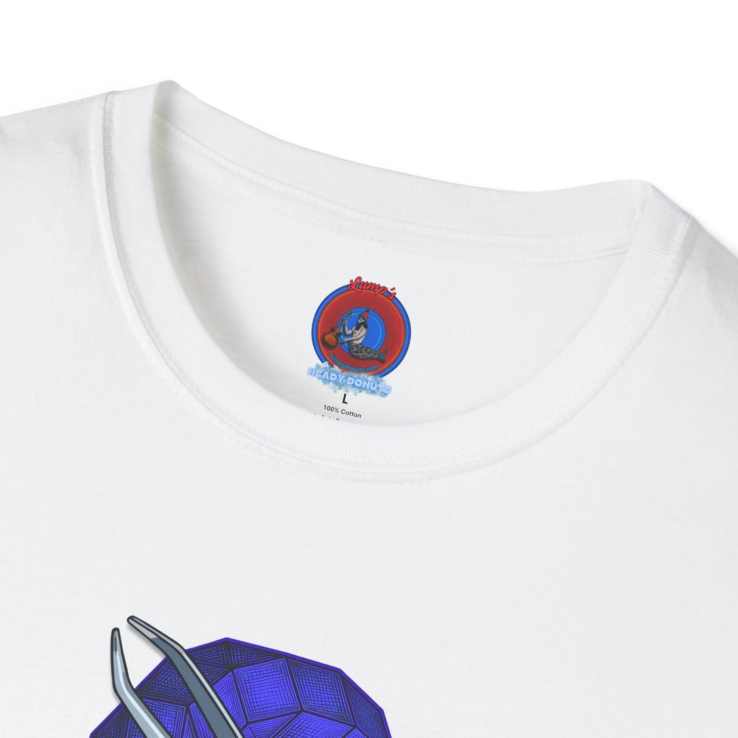 Classic Donut Tee - Unisex Soft-Style - "The Teasing Festivus Donut" - blue rustic cubed donut