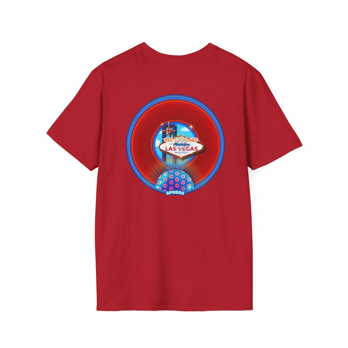 Classic Donut Tee - Unisex Soft-Style - "Viva Las Vegas Donut" - vivid red donut