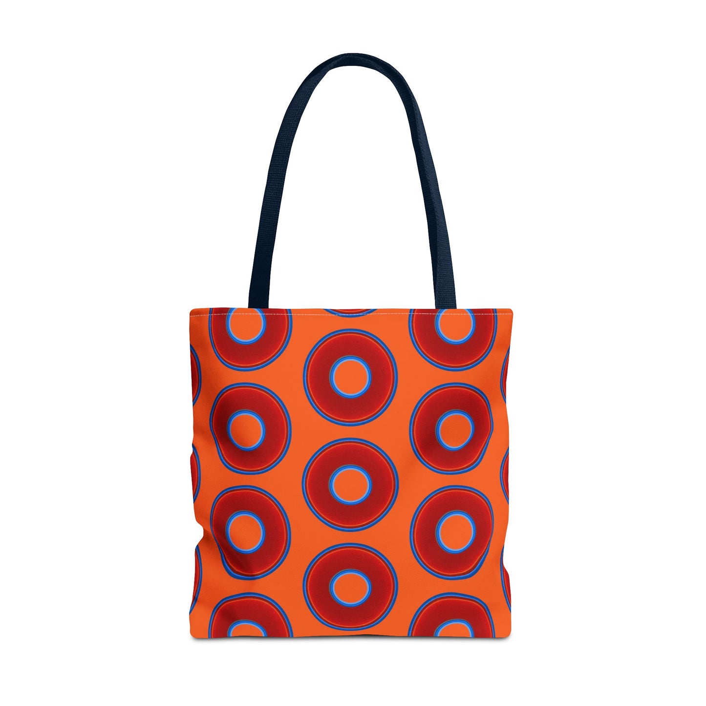 Lumpy Beach/Tote Bag - red vivid donuts w/dark orange background