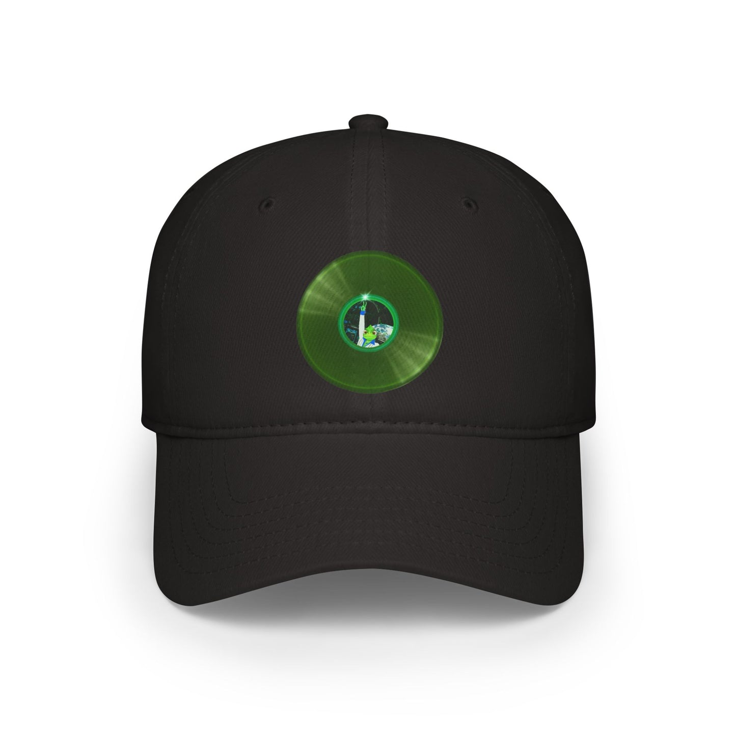 Lumpy Donut Baseball Cap - "Rutherford's Staying Alive Donut Cap" - variant 2 vivid green record donut w/