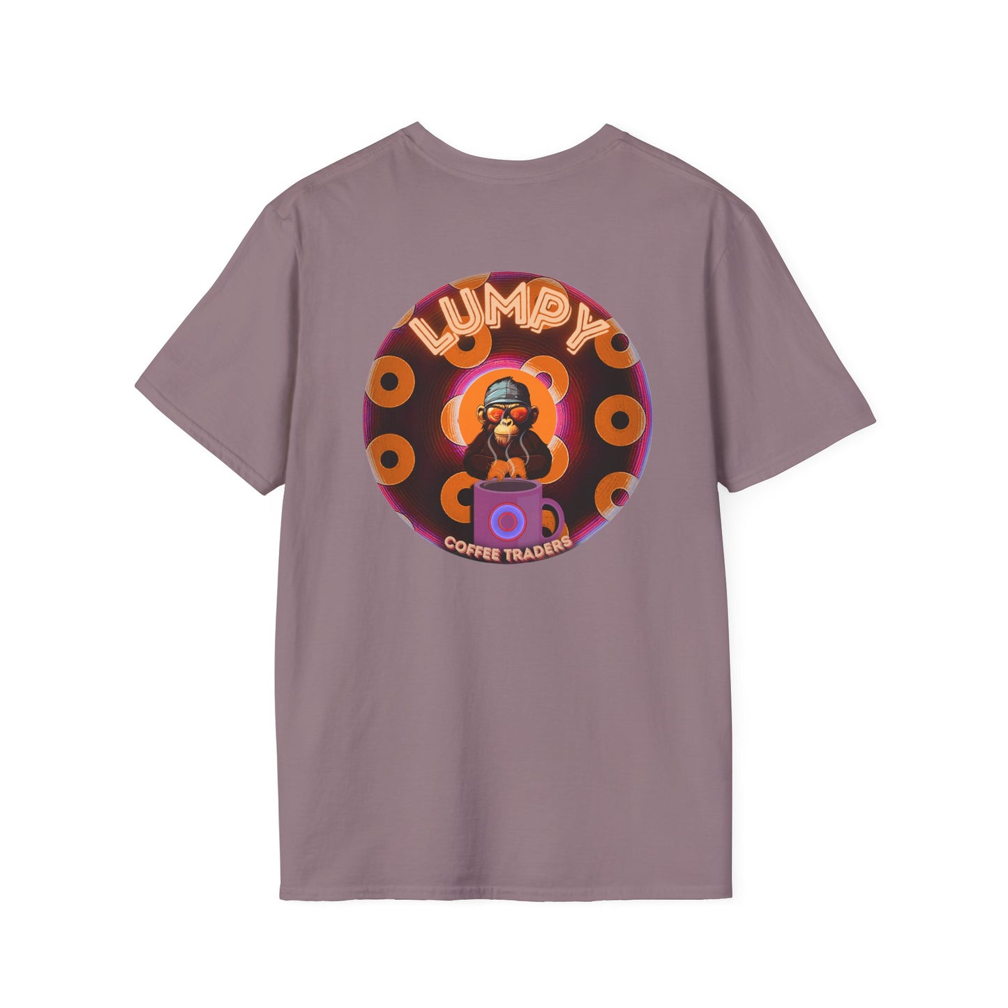 Coffee Traders Tee - Unisex Soft-Style - "Blastoff " - paradoxical donuts - variant 1 - mothership front/logo back