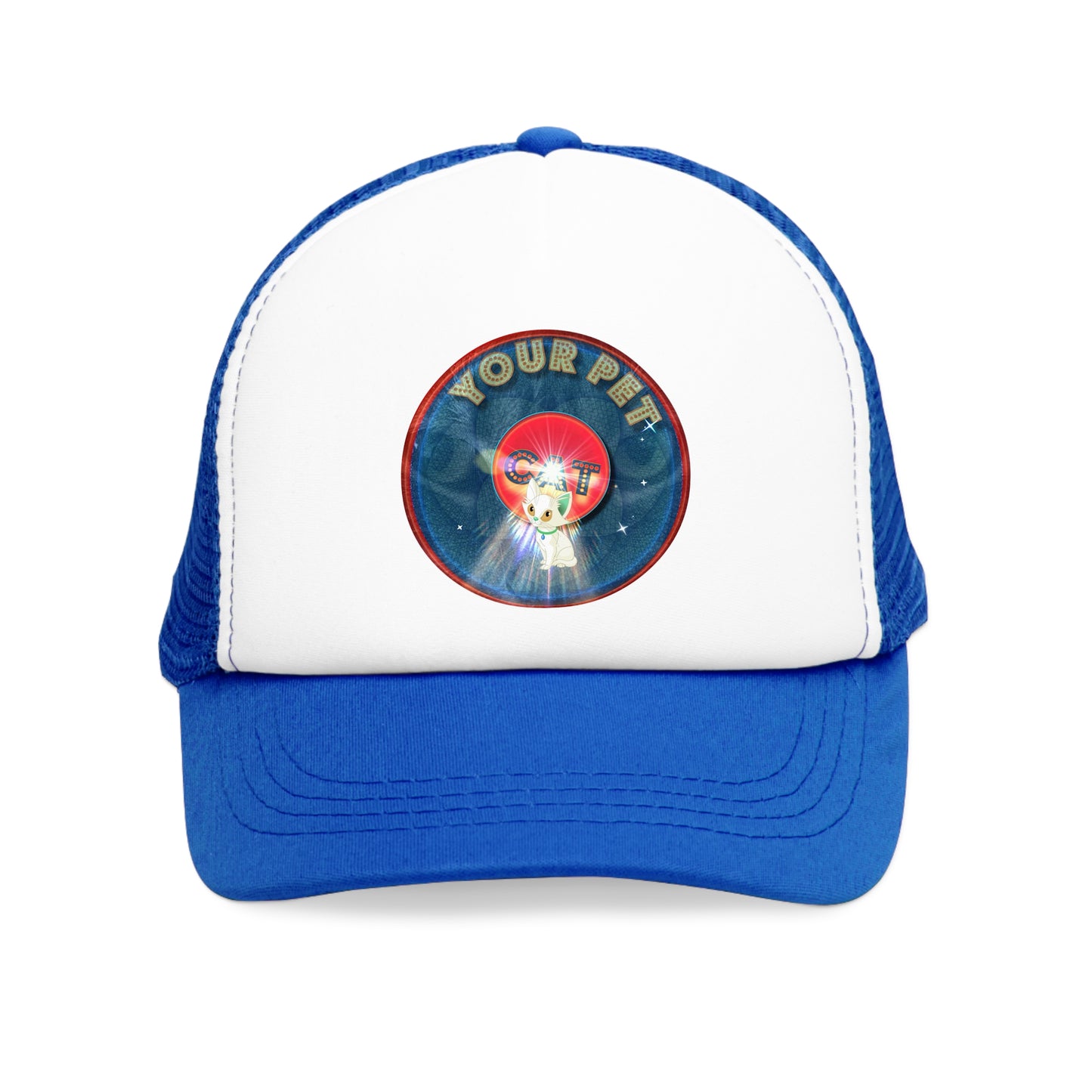 Lumpy Trucker Hat - "Ancient Egyptians were Right about Cats" - blue donut