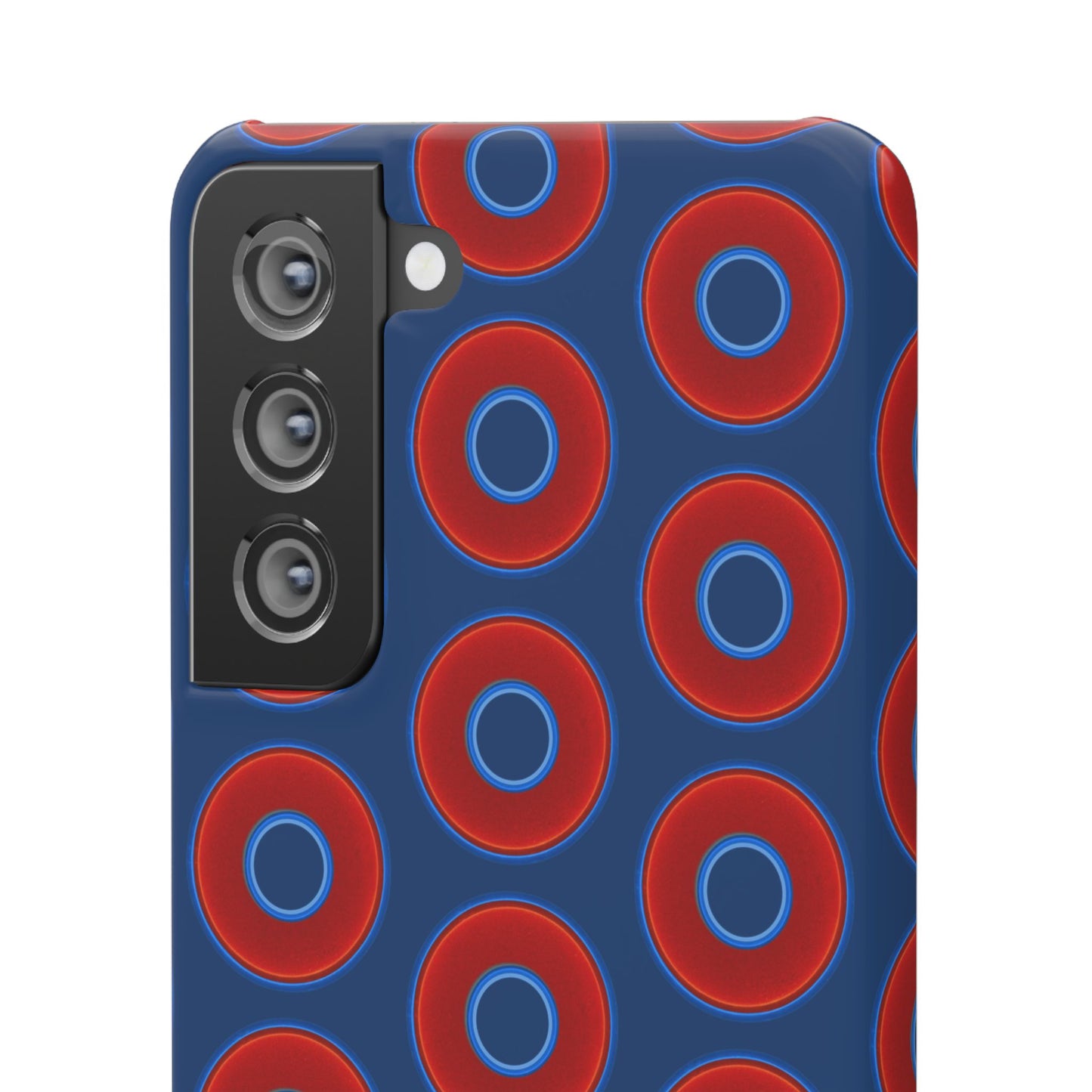 Lumpy Donut Snap Case - red vivid donut print w/Atlantic navy blue background