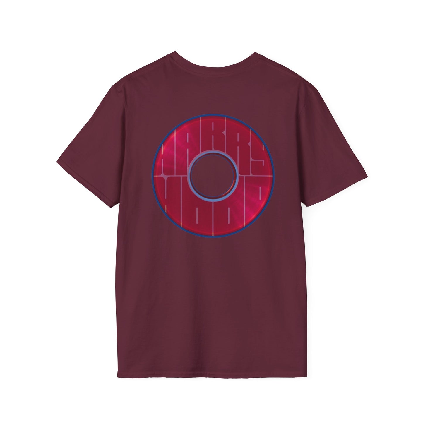 Classic Donut Tee - Unisex Soft-Style - "Harry Left His Donut Shirt" - series 1.0  - variant 1 - red/magenta donut - w/hole