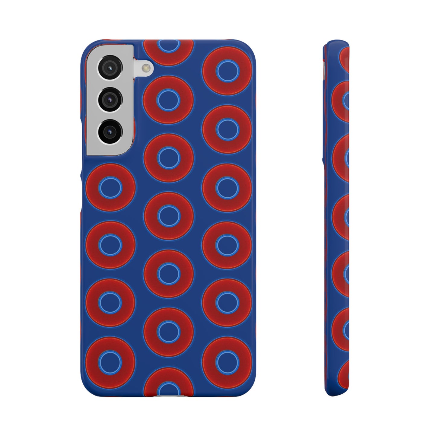 Lumpy Donut Snap Case - red vivid donut print w/dark blue background