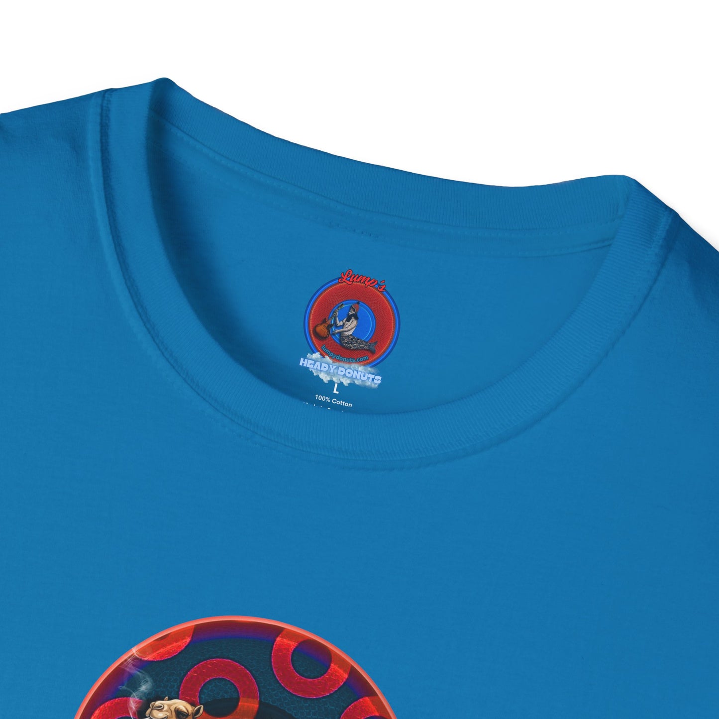 Classic Donut Tee - Unisex Soft-Style - "Joe Camel's Super Cool Donut" - rustic paradox donut - dark navy/red donuts