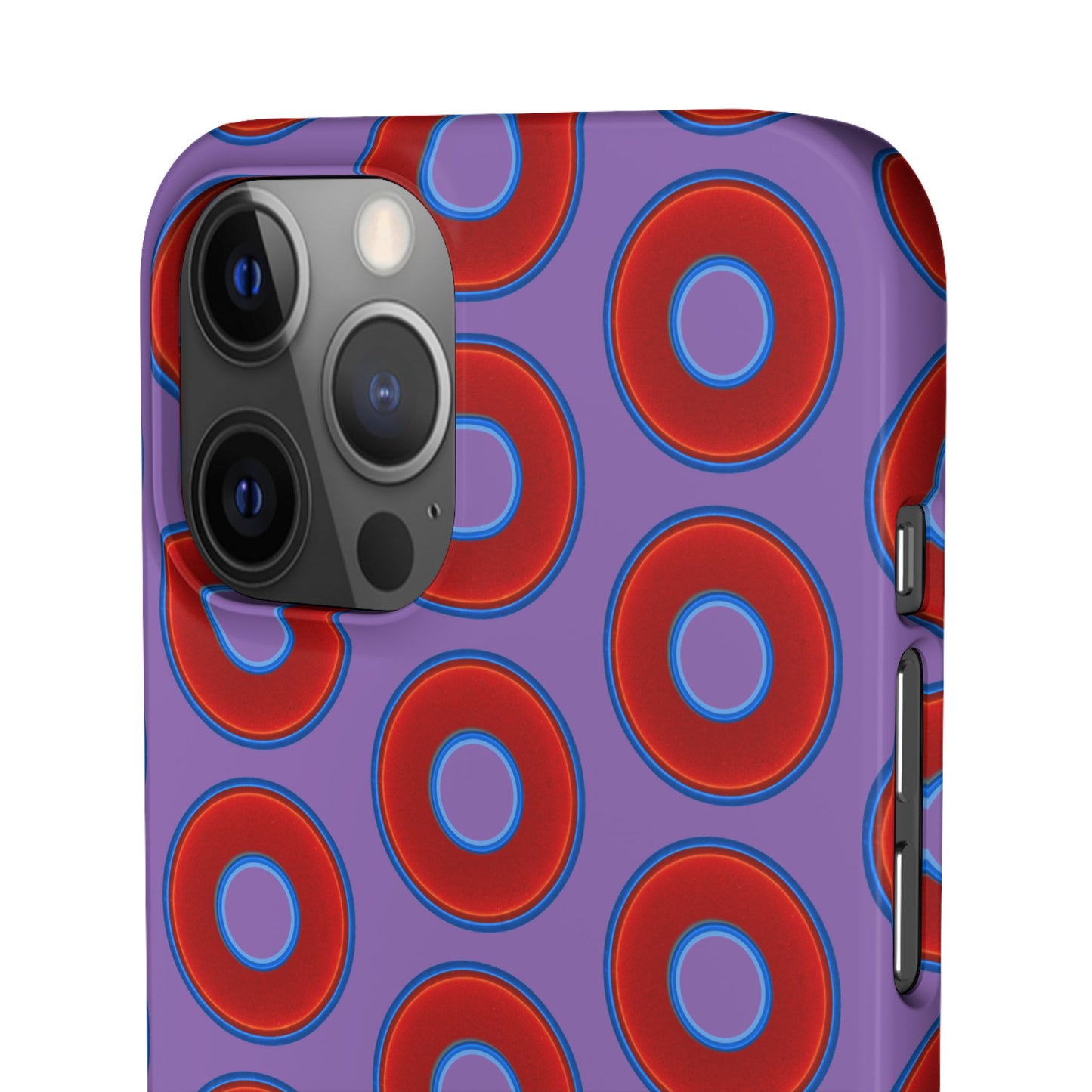 Lumpy Donut Snap Case - red vivid donut print w/light purple background