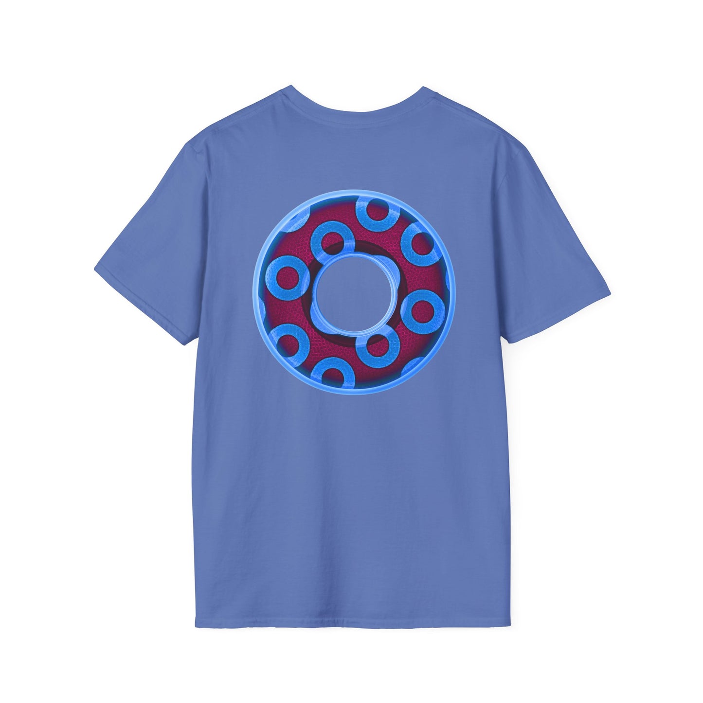 Plain Donuts/Unisex Soft-Style - "Plain Rustic Paradoxical Donuts" - light blue/burgundy donuts