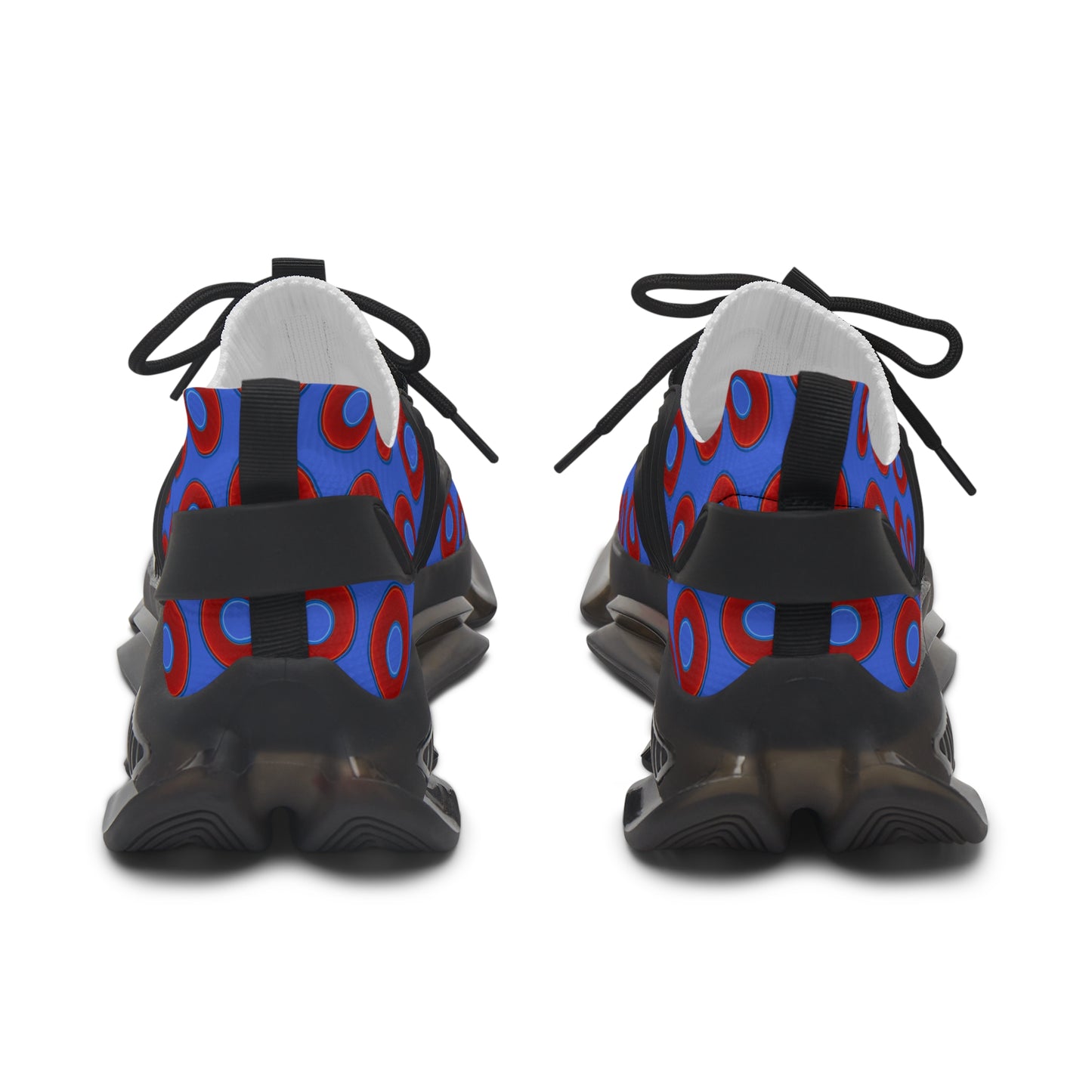 Women's Donut Kicks - red vivid donut print w/royal blue background
