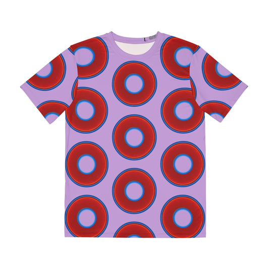 Multi-Beastie Giant Donut AOP Polyester Tee - red vivid donut print w/wisteria purple background