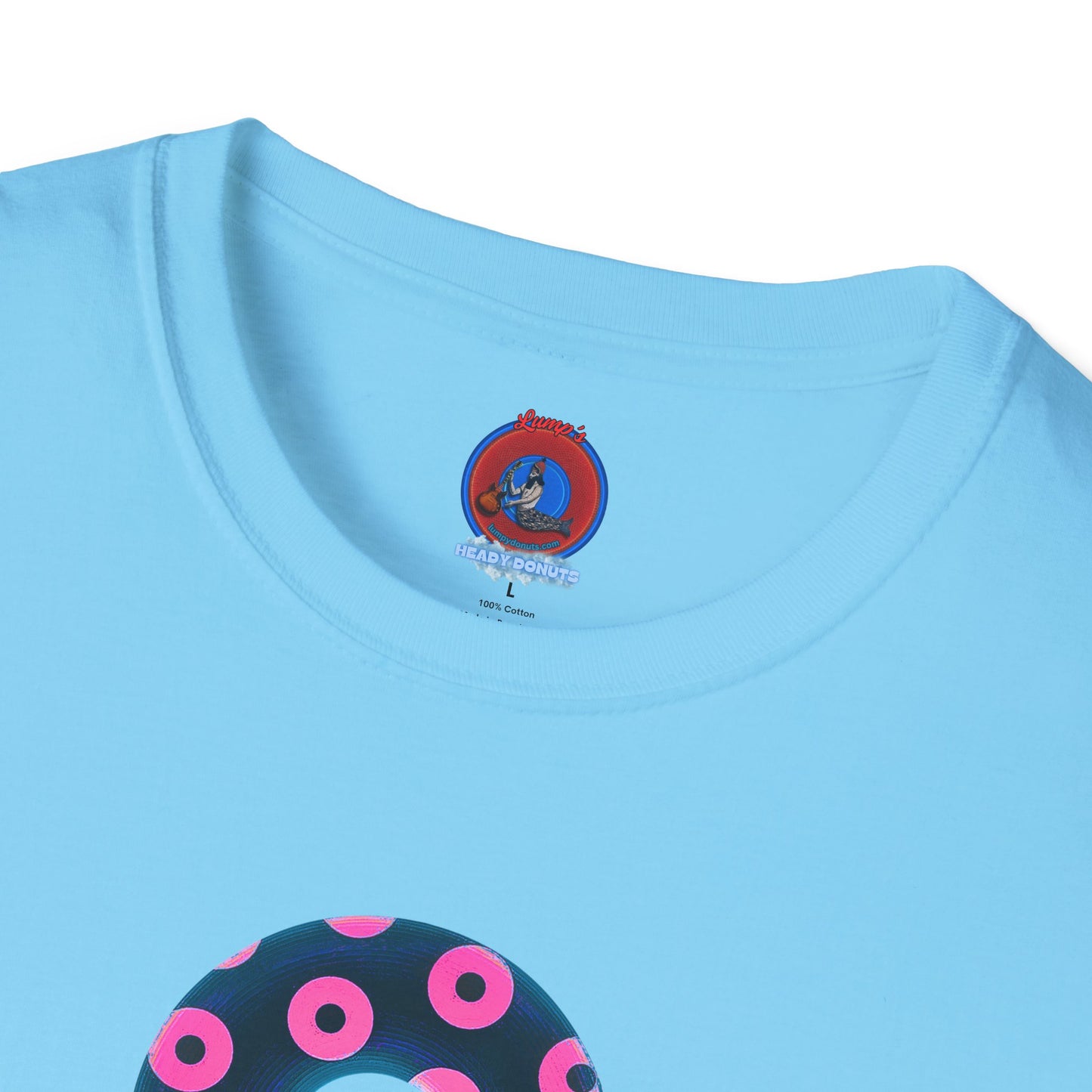 Copy of Plain Donuts/Unisex Soft-Style - "Plain Blimpy Paradoxical Donuts" - dark steel blue/vivid magenta donuts