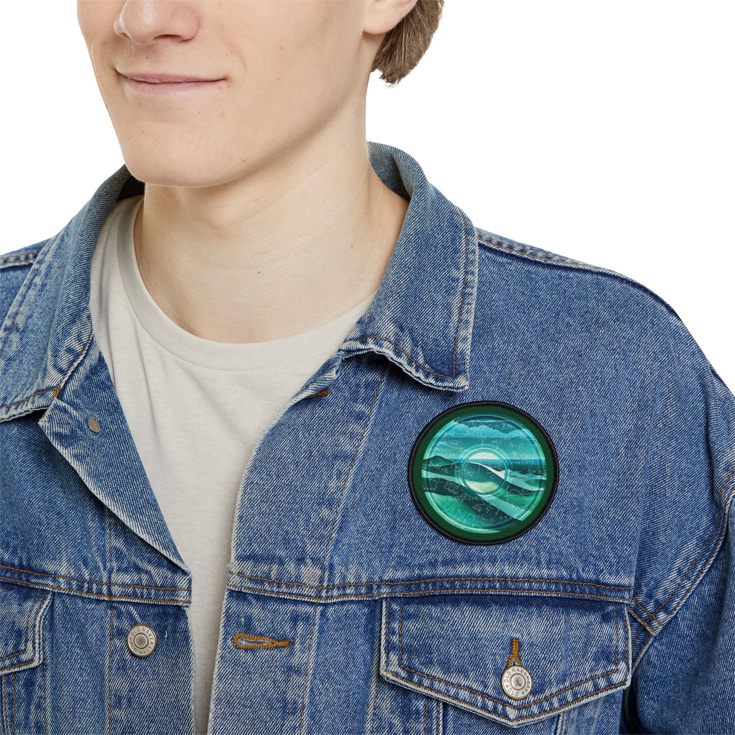 Iron-On Donut Patch - "The Donut Patch that Equates" - vivid dark teal pic donut