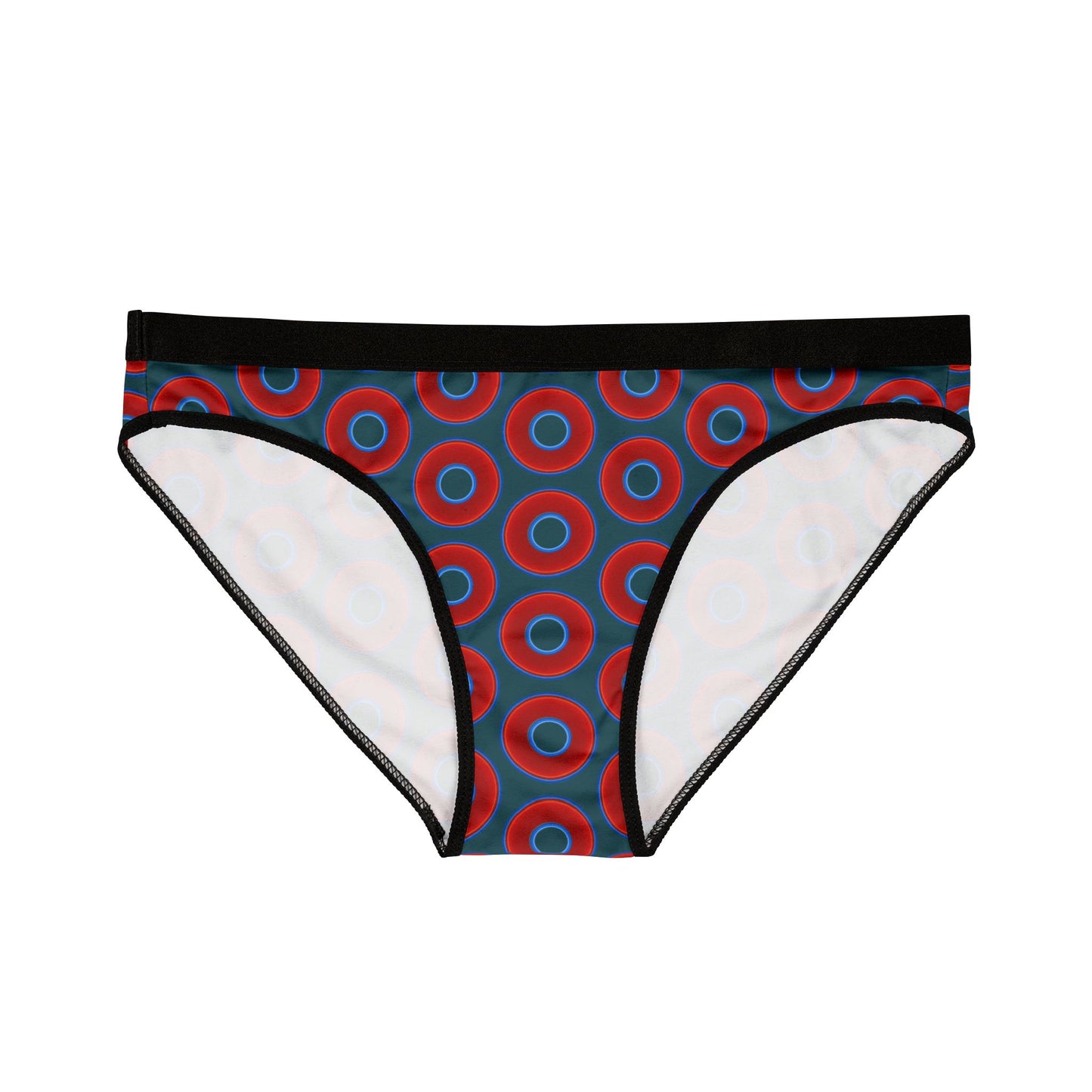 Lumpy Donut Underwear - vivid red donut print w/midnight teal green background