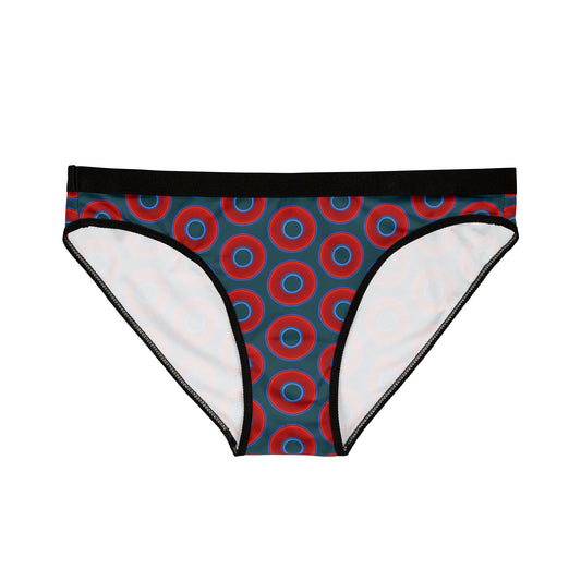 Lumpy Donut Underwear - vivid red donut print w/midnight teal green background