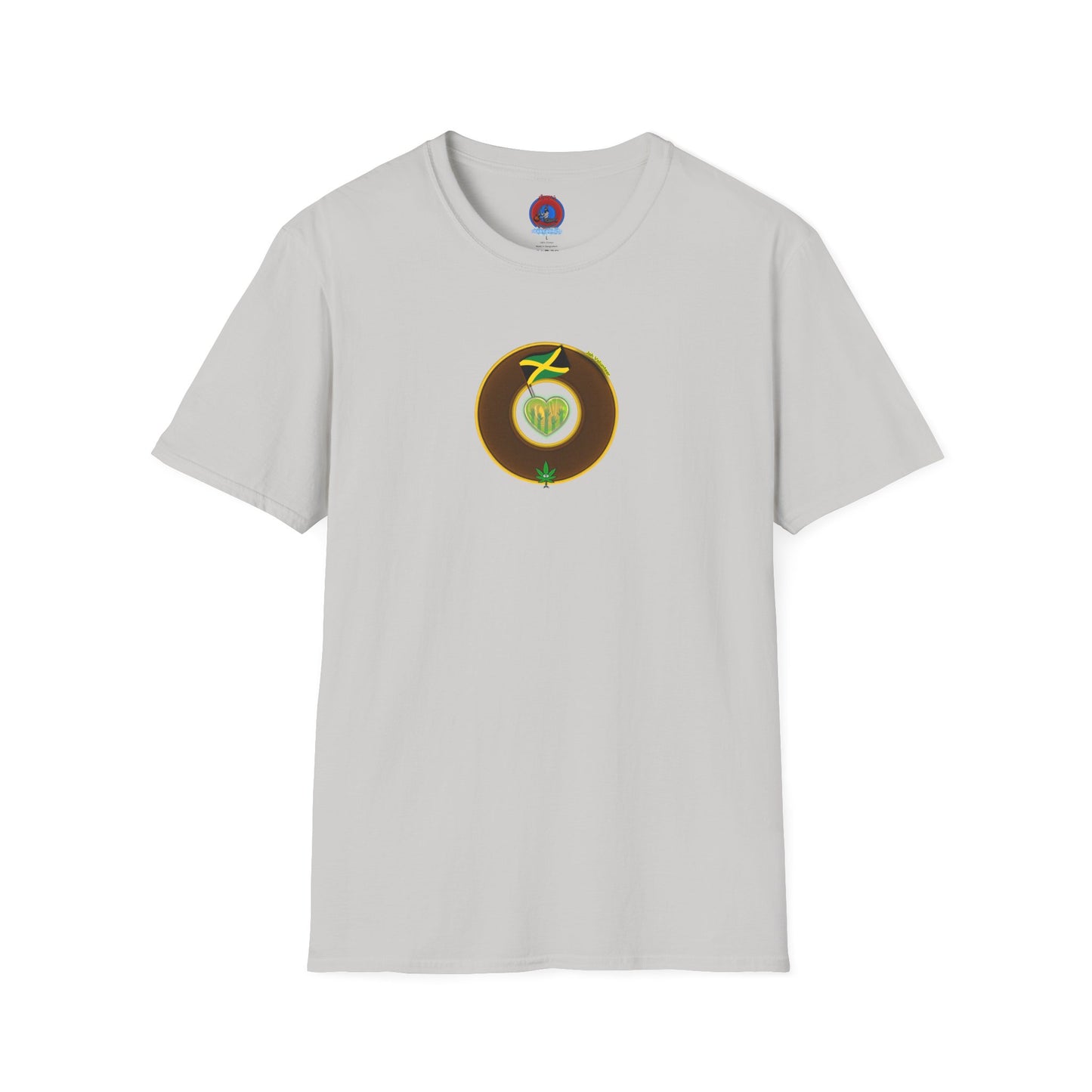 Classic Donut Tee - Unisex Soft-Style - "Jah Volunteers Protect Jah Love... and donuts!" - vivid brown/gold donut