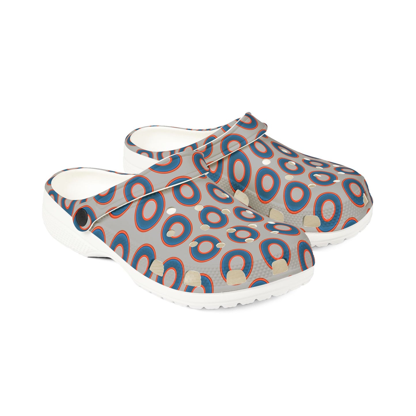 Spatchcocks - donut slip-on shoes - blue rustic donuts w/light gray background [unisex]