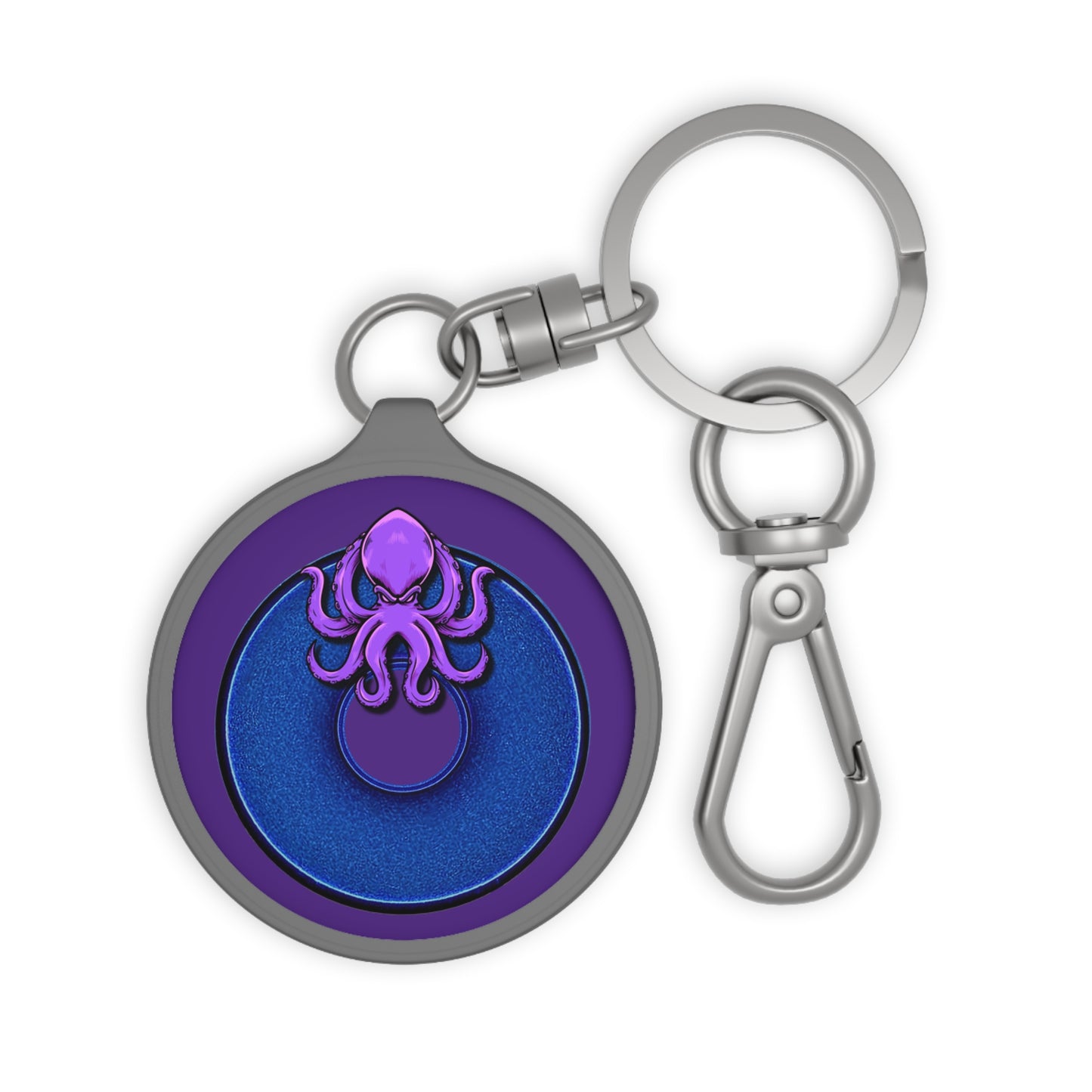 Lumpy Donut Keychain - "Roger Moore's Donut: eat more octopussy" - series 1.0 - variant 2 - blue donut w/hole