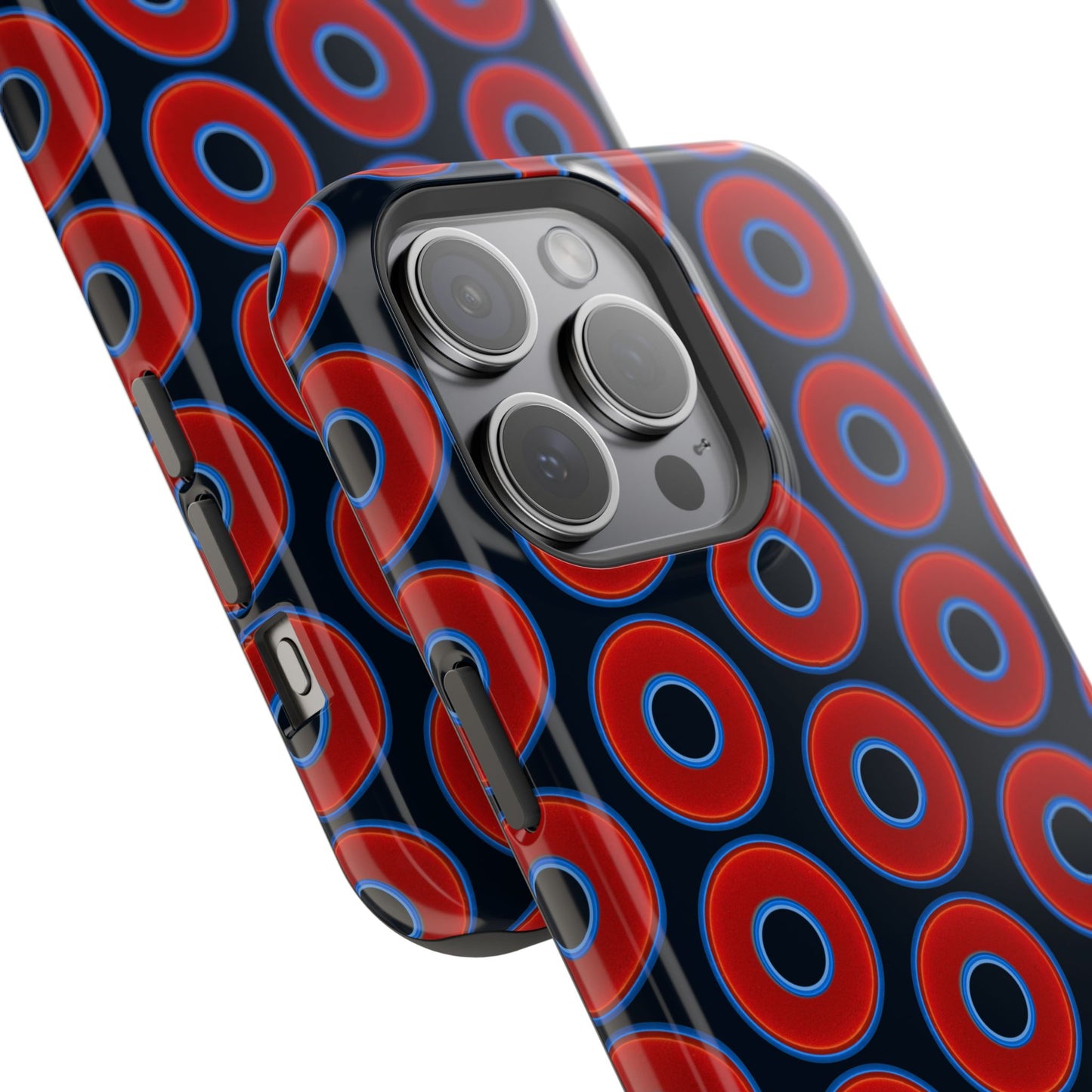 Magnetic Tough Donut Case - red vivid donut print w/blue charcoal background