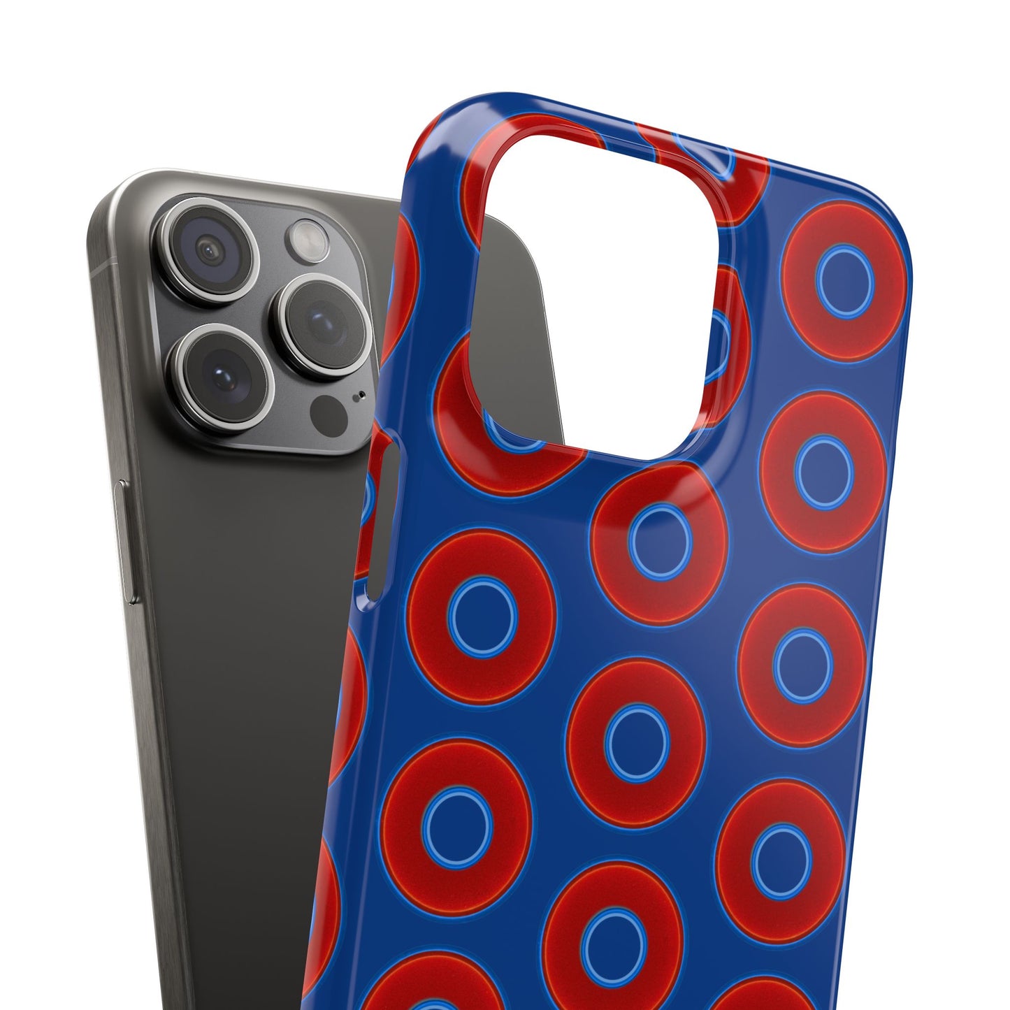 Lumpy Donut Snap Case - red vivid donut print w/dark blue background