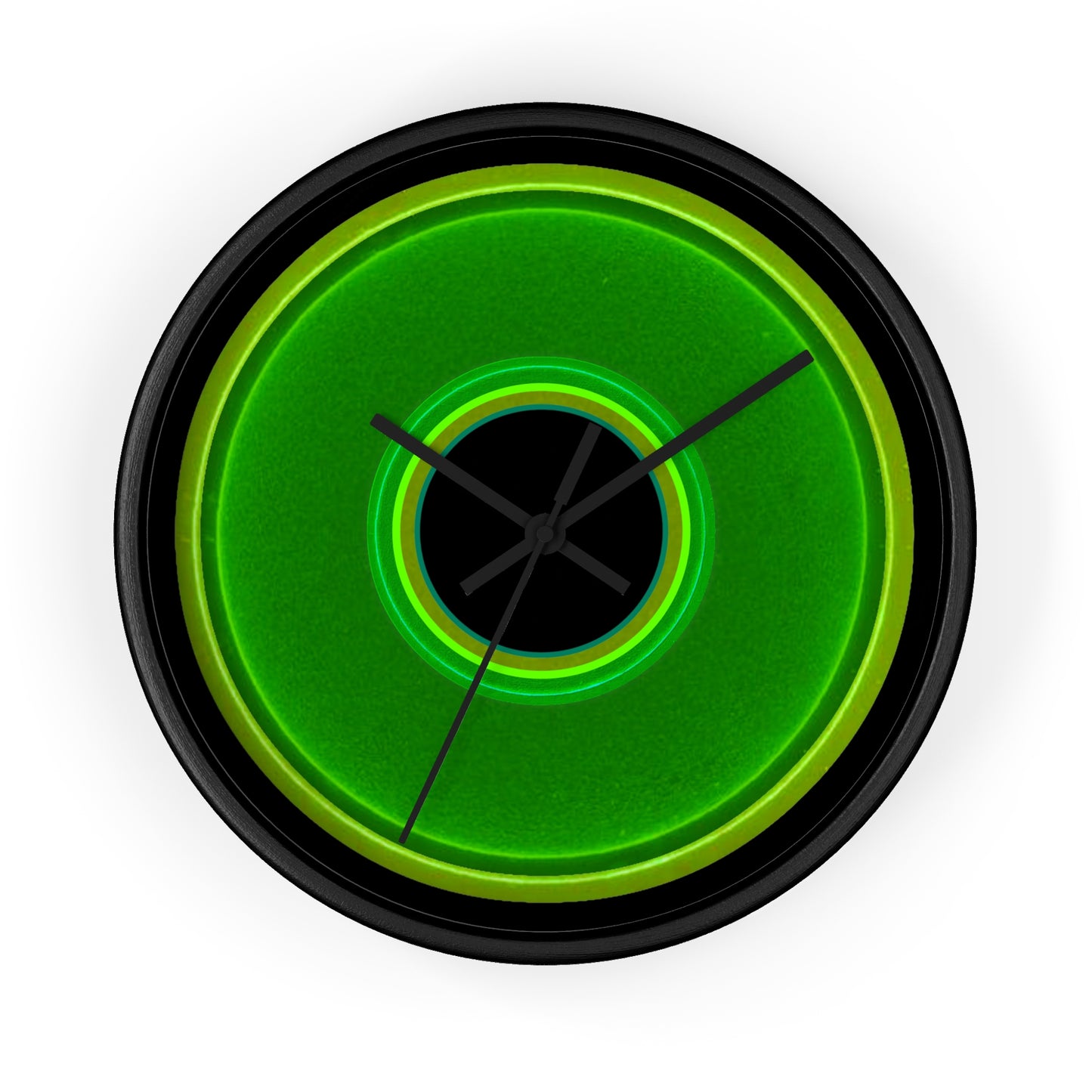 Lumpy Wall Clock - green vivid donut - variant 8 - w/black background
