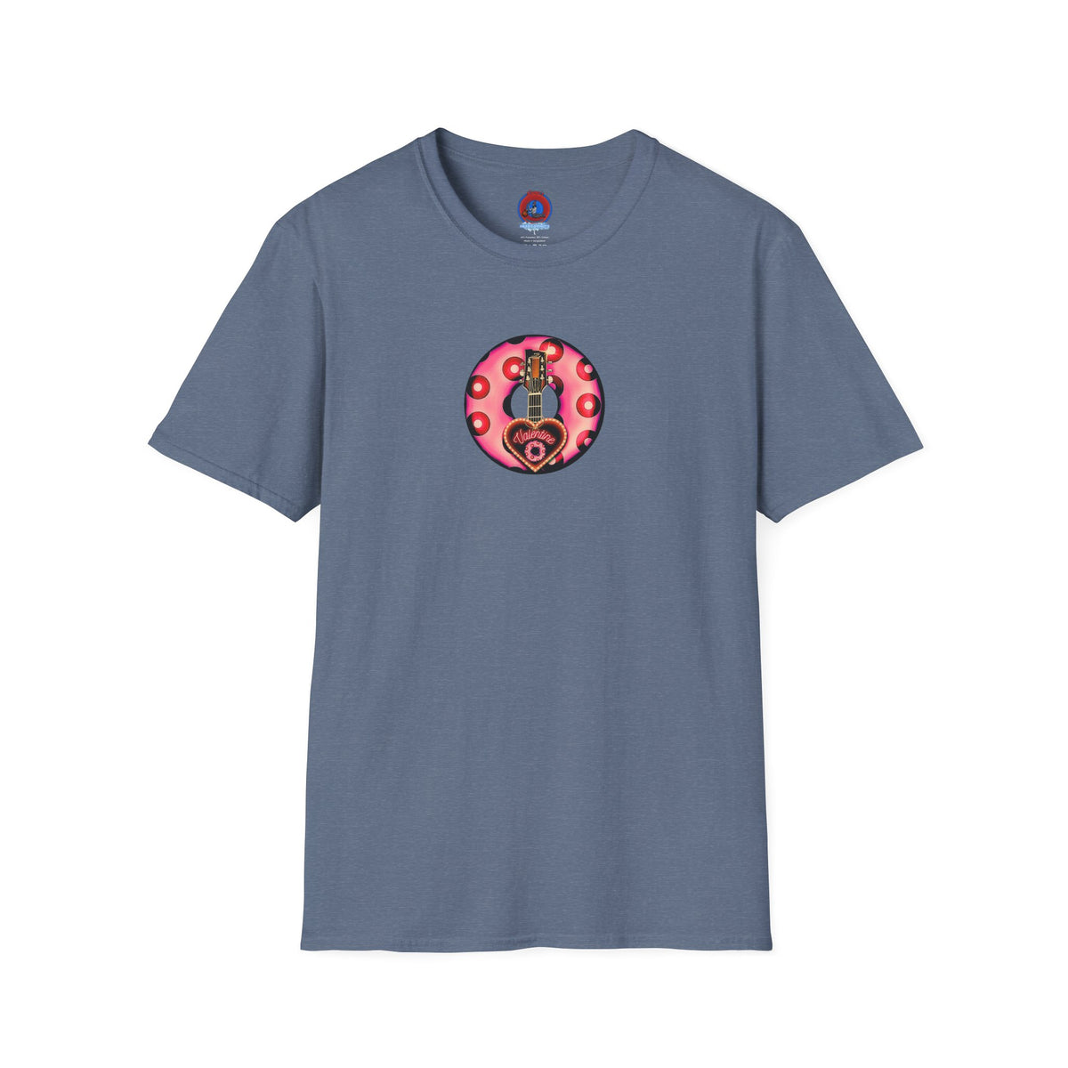 Classic Donut Tee - Unisex Soft-Style - "Would You Be My Donut?" - paradoxical faded magenta/red donut - variant 1