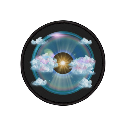 Iron-On Donut Patch - "The Divided Donut Patch" - vivid light blue sky donut - variant 2 - [*charitable donut]