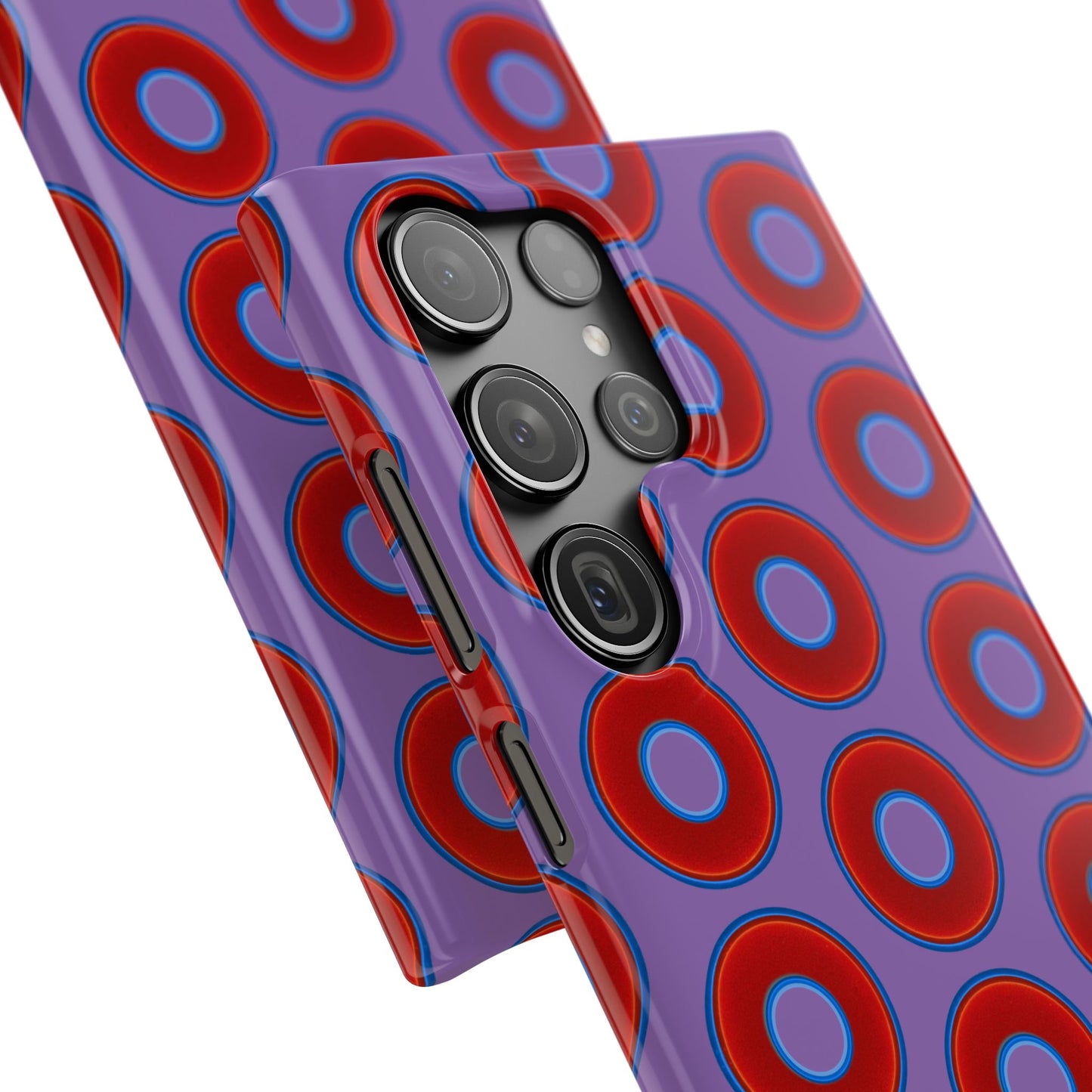 Lumpy Donut Snap Case - red vivid donut print w/light purple background