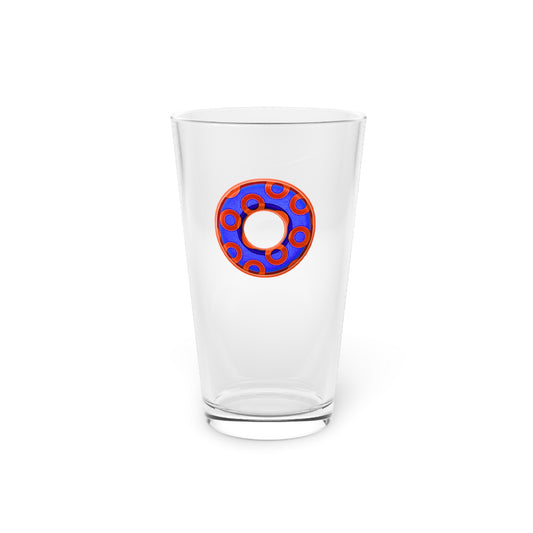 16oz Lumpy Pint Glass - blue/red rustic paradox donut